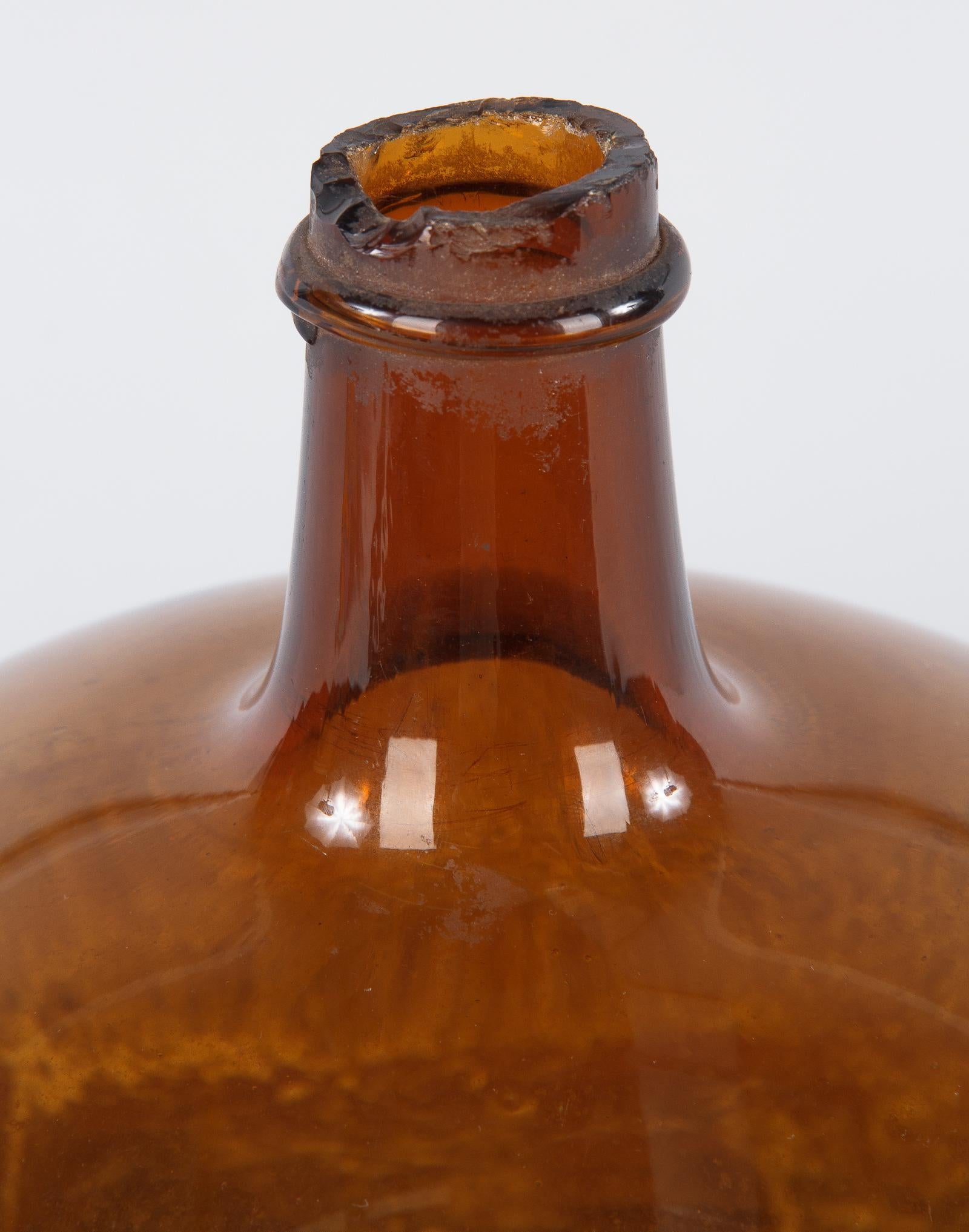 French Brown Glass Bonbonne Bottle, Late 1800s 3