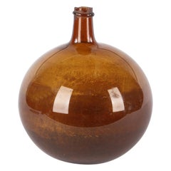 French Brown Glass Bonbonne Bottle, Late 1800s