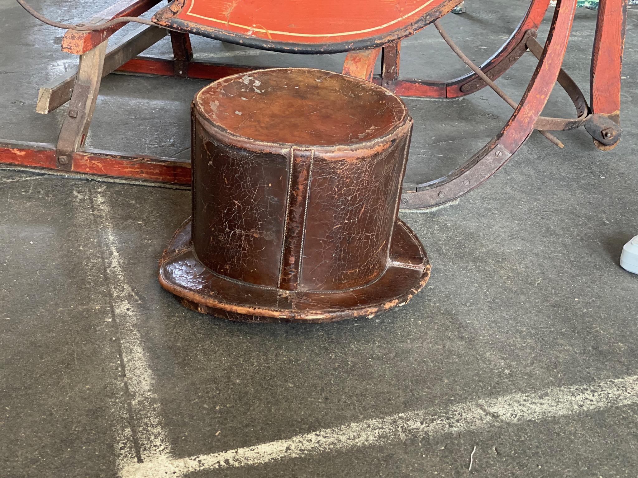 Fabric French Brown Hat Box for Cylinders, Early 19th Century For Sale