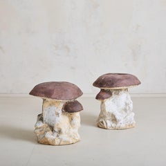 French Brown + Ivory Concrete Mushroom Garden Sculpture, 1960s