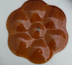 French Brown Majolica Oyster Plate, circa 1940