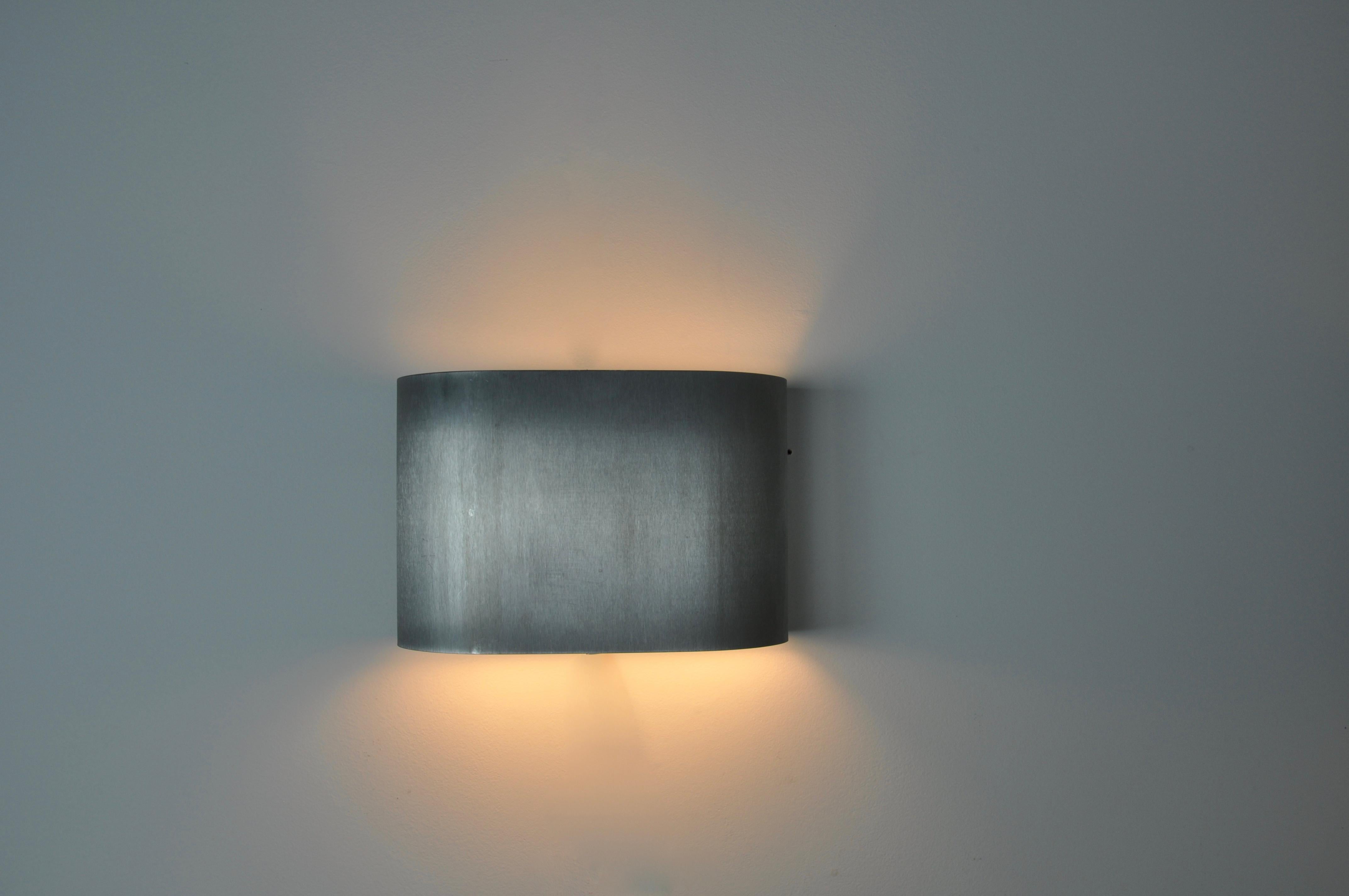 Mid-Century Modern French Brushed Steel Wall Lamp, 1950s