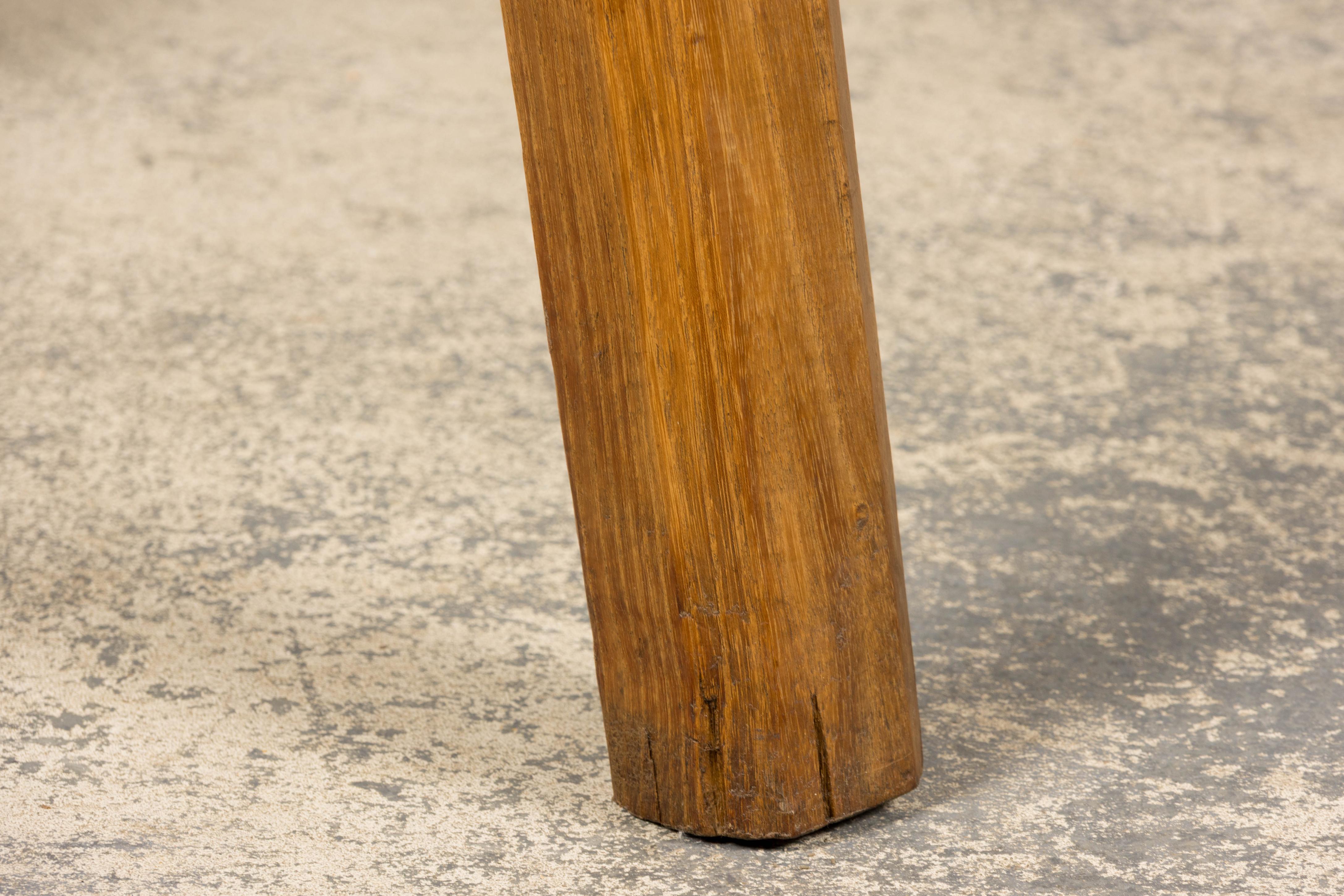 French Brutalist Butcher Block Fruitwood Kitchen Island Table For Sale 8