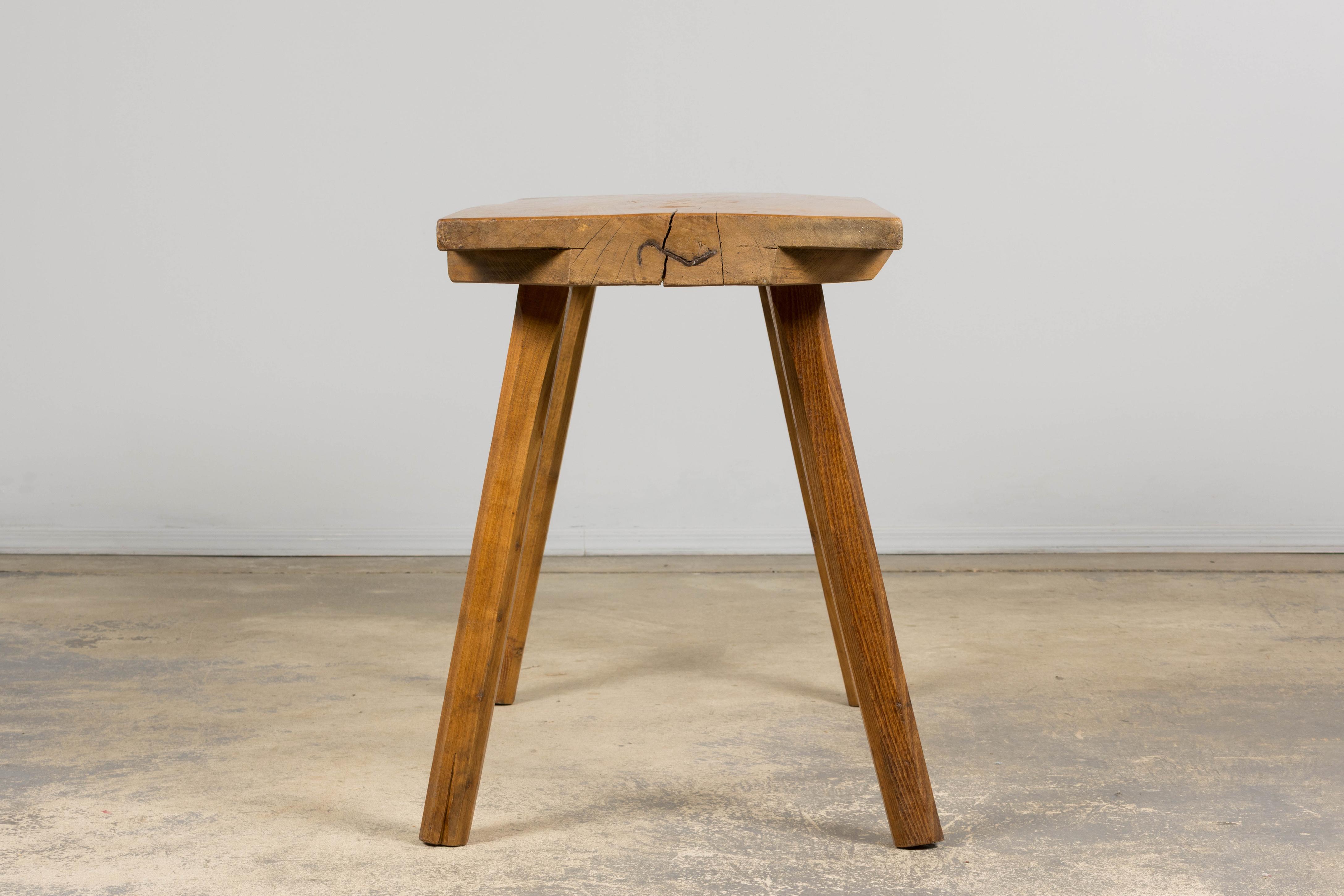 French Brutalist Butcher Block Fruitwood Kitchen Island Table For Sale 4