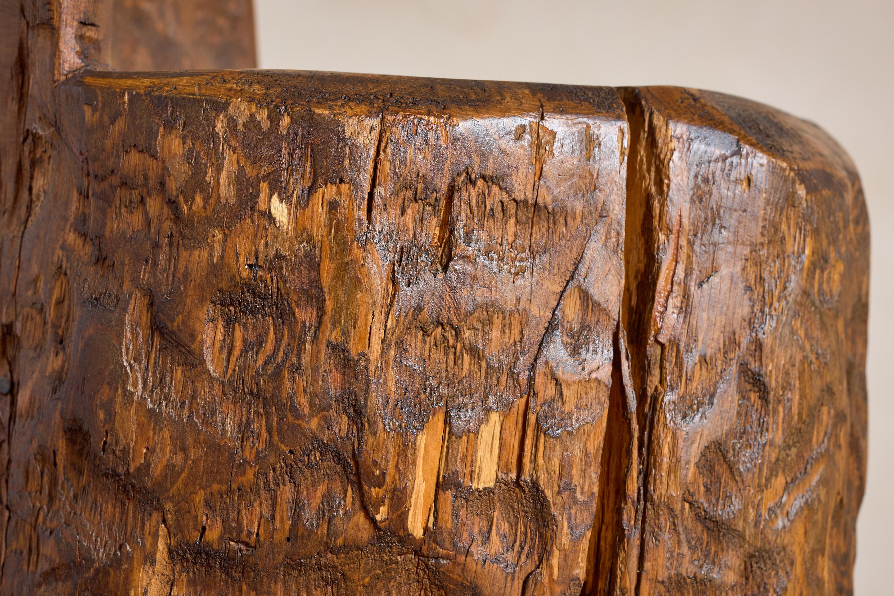 French Brutalist Carved Bar Stools - Set of 4 For Sale 14