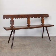 French Brutalist Carved Wood Bench