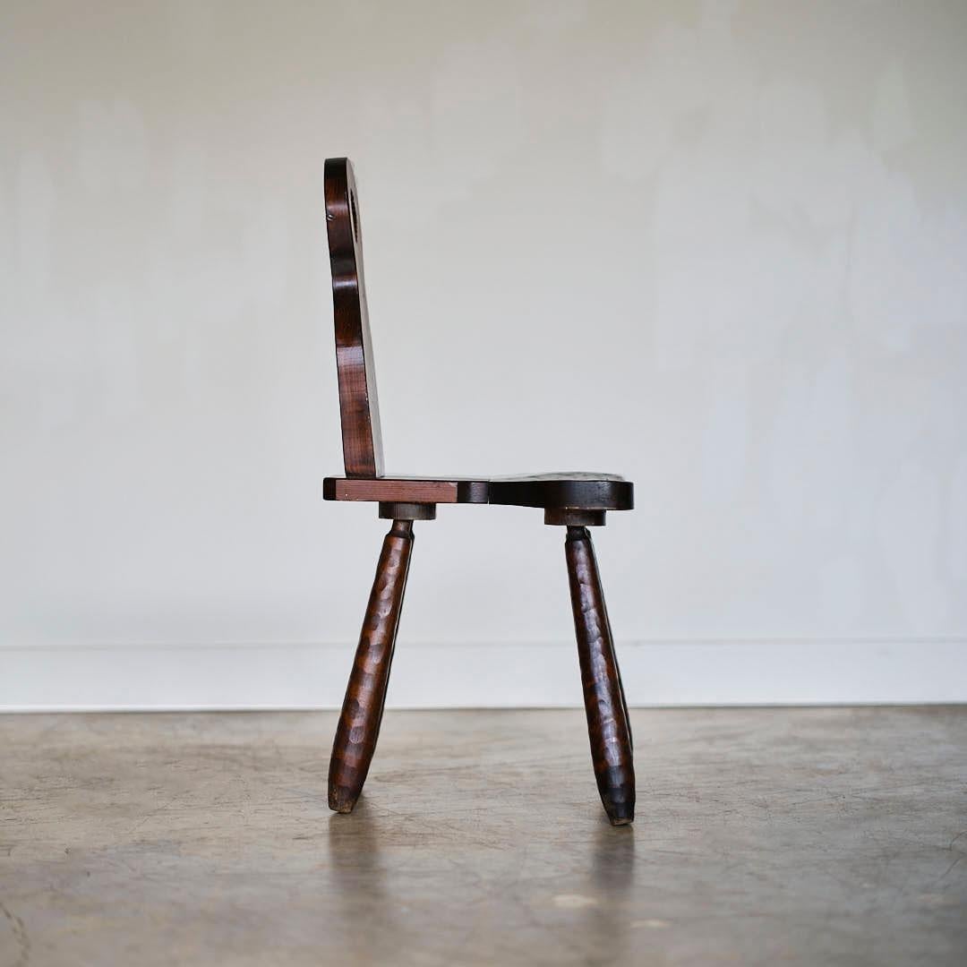 French Brutalist Carved Wood Chair For Sale at 1stDibs