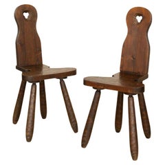 French Brutalist Carved Wood Chair