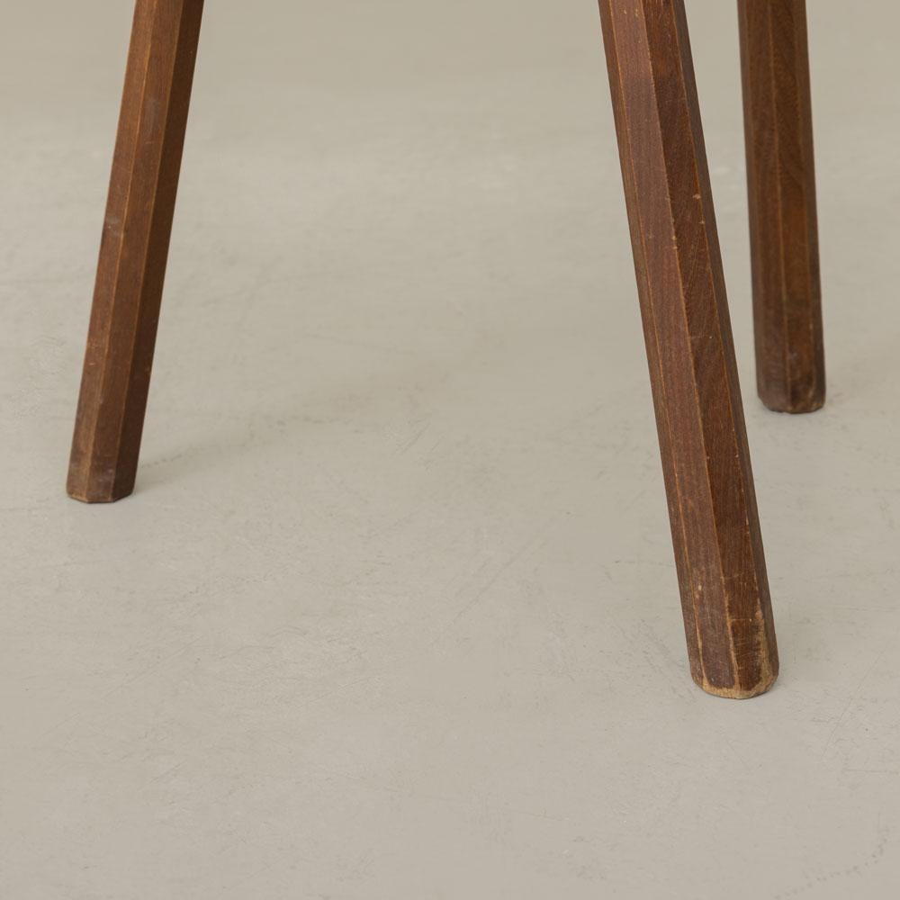 French Brutalist Carved Wood Tripod Chair For Sale 12