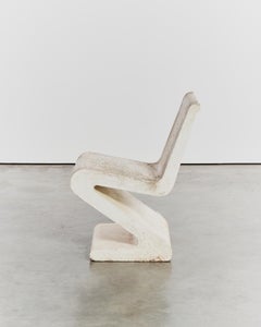 Französischer brutalistischer Freischwinger aus Gussbeton Zig Zag Gartenstuhl