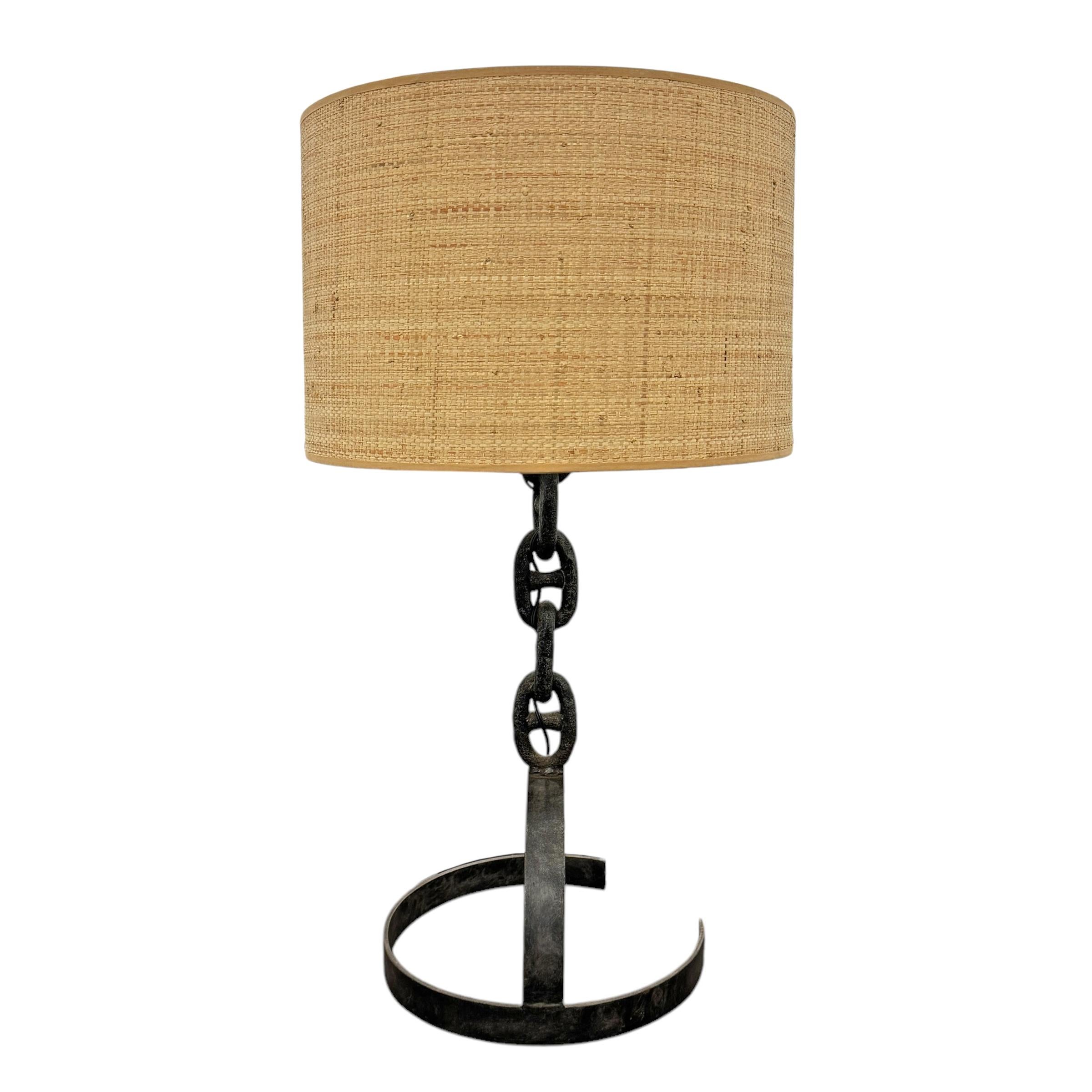 Français Lampe à chaîne brutaliste française en vente