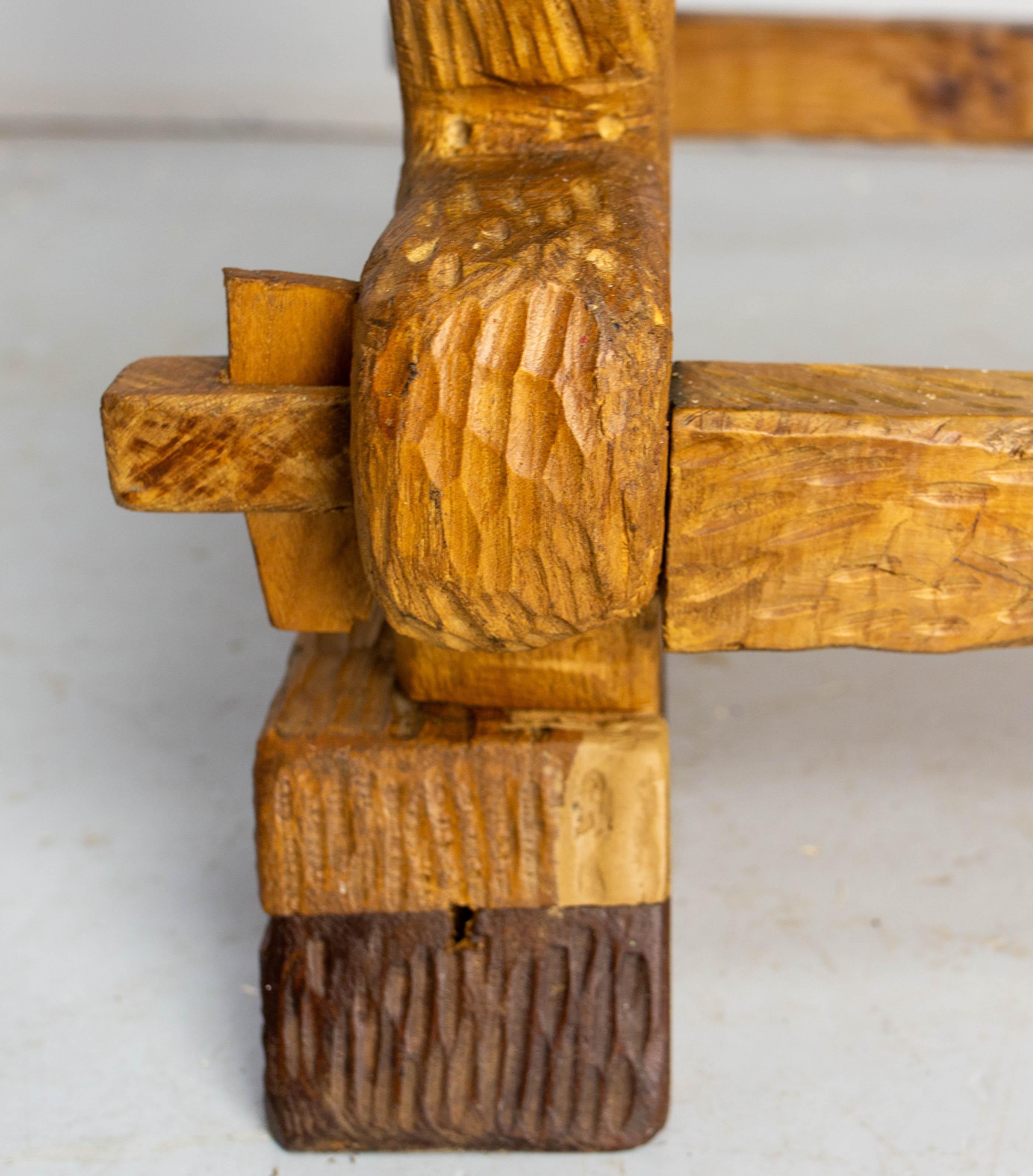 French Brutalist Coffee Table Elm Wood, circa 1970 For Sale 6