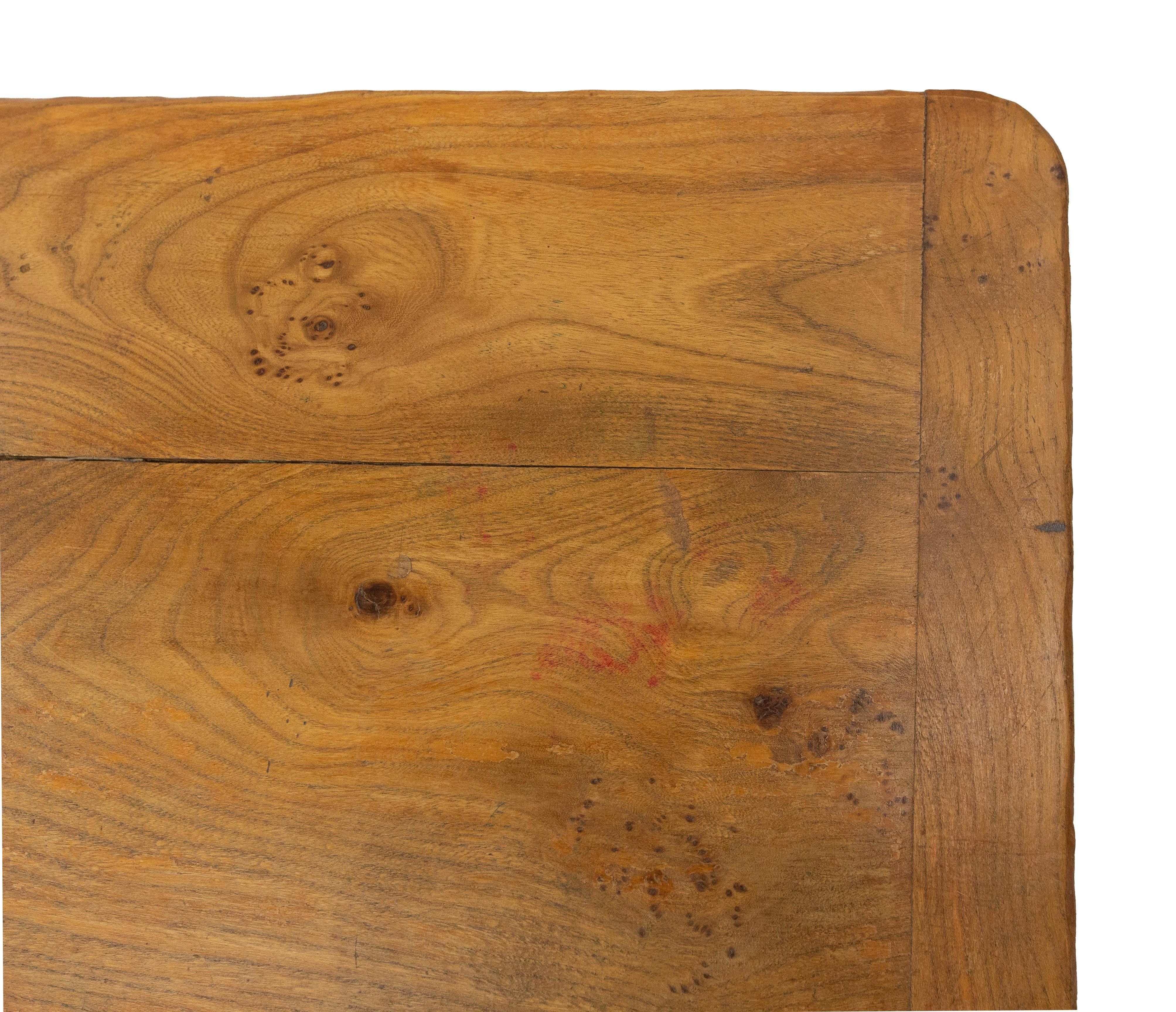 French Brutalist Coffee Table Elm Wood, circa 1970 For Sale 7