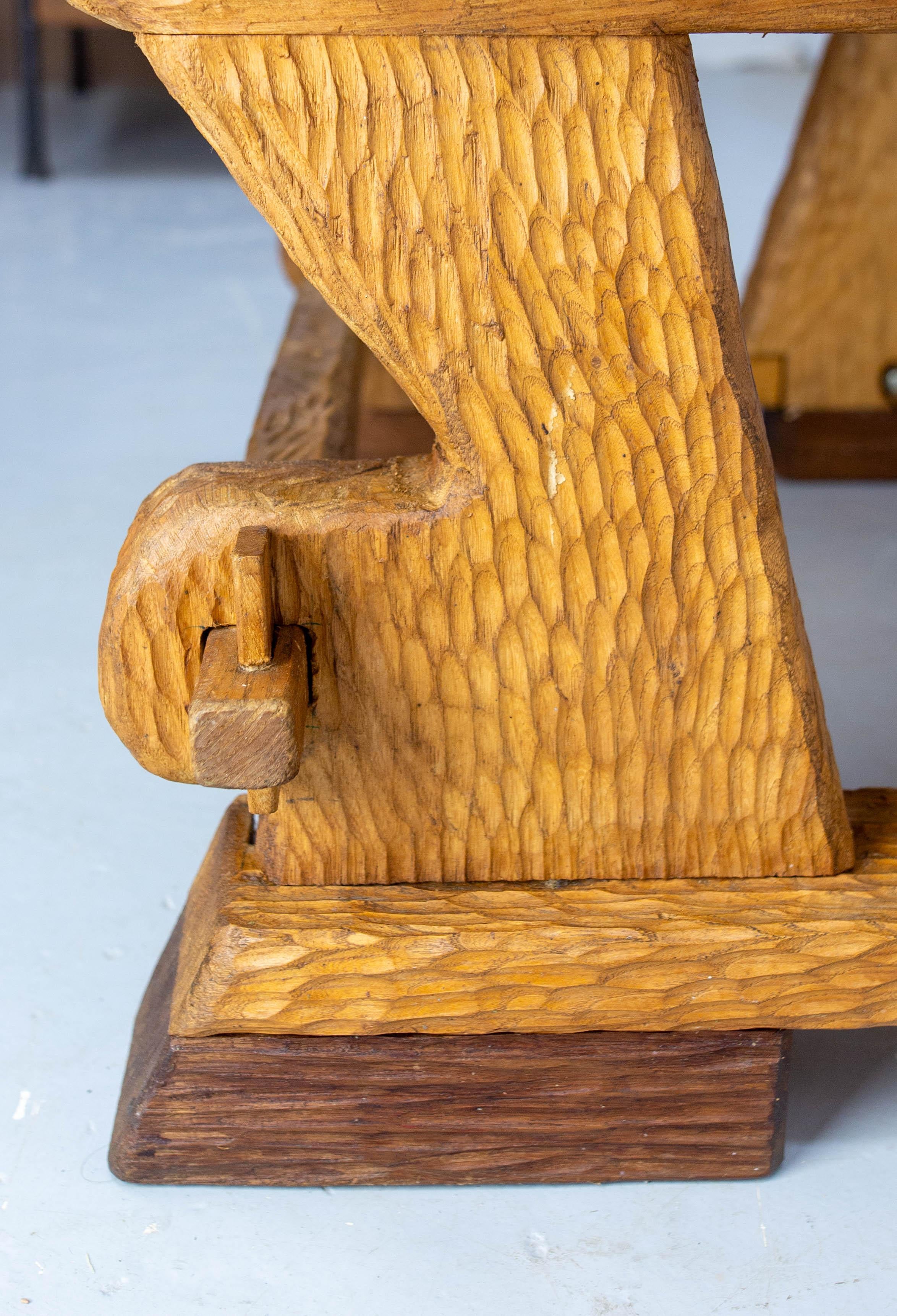 French Brutalist Coffee Table Elm Wood, circa 1970 For Sale 2
