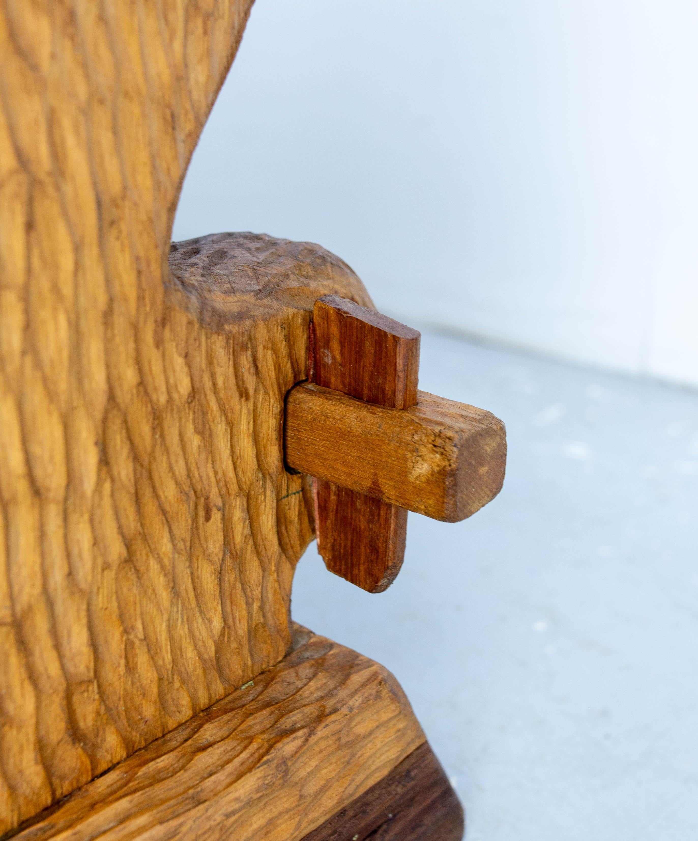 French Brutalist Coffee Table Elm Wood, circa 1970 For Sale 3