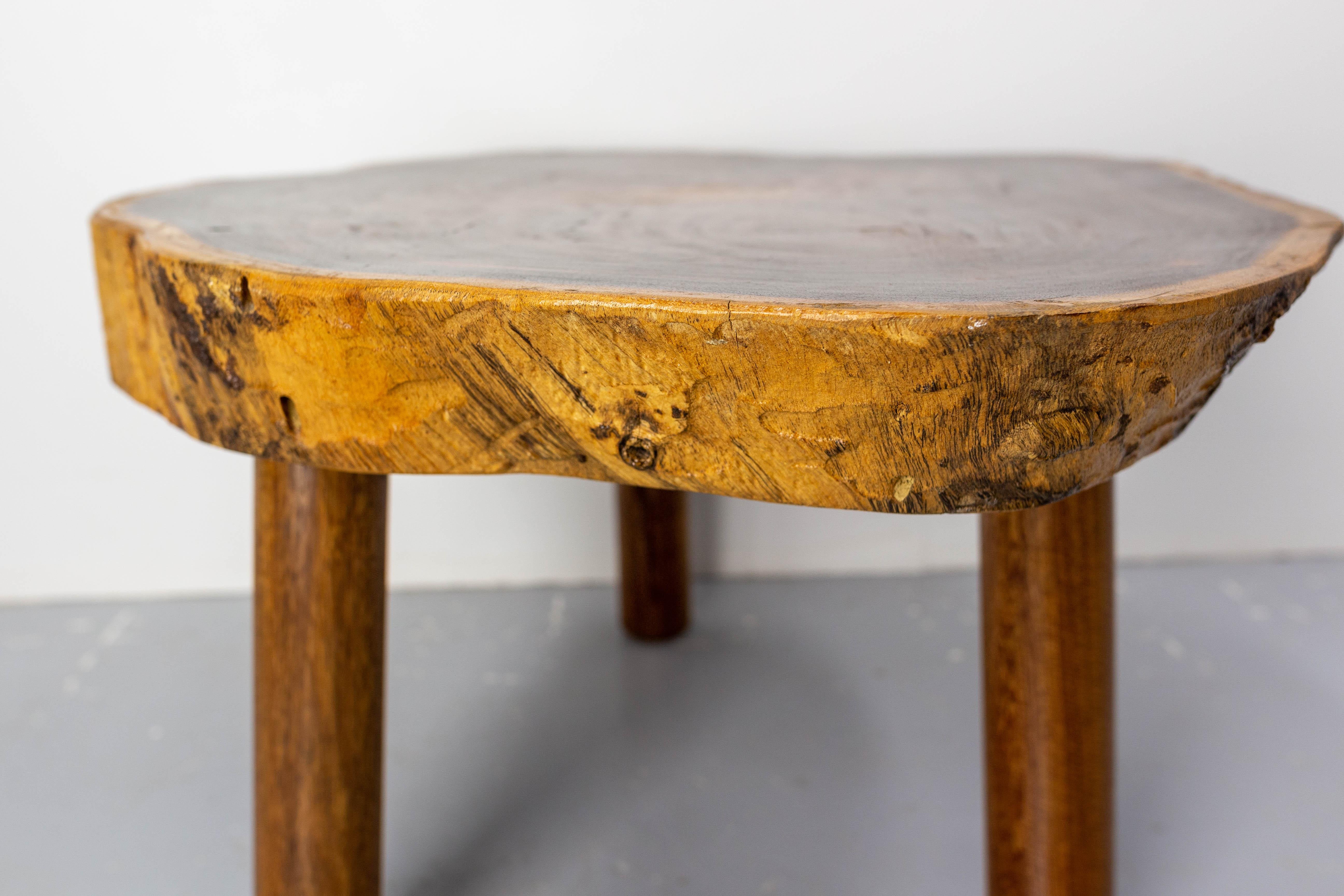 Mid-Century Modern French Brutalist Coffee Table Exotic Wood, circa 1960 For Sale