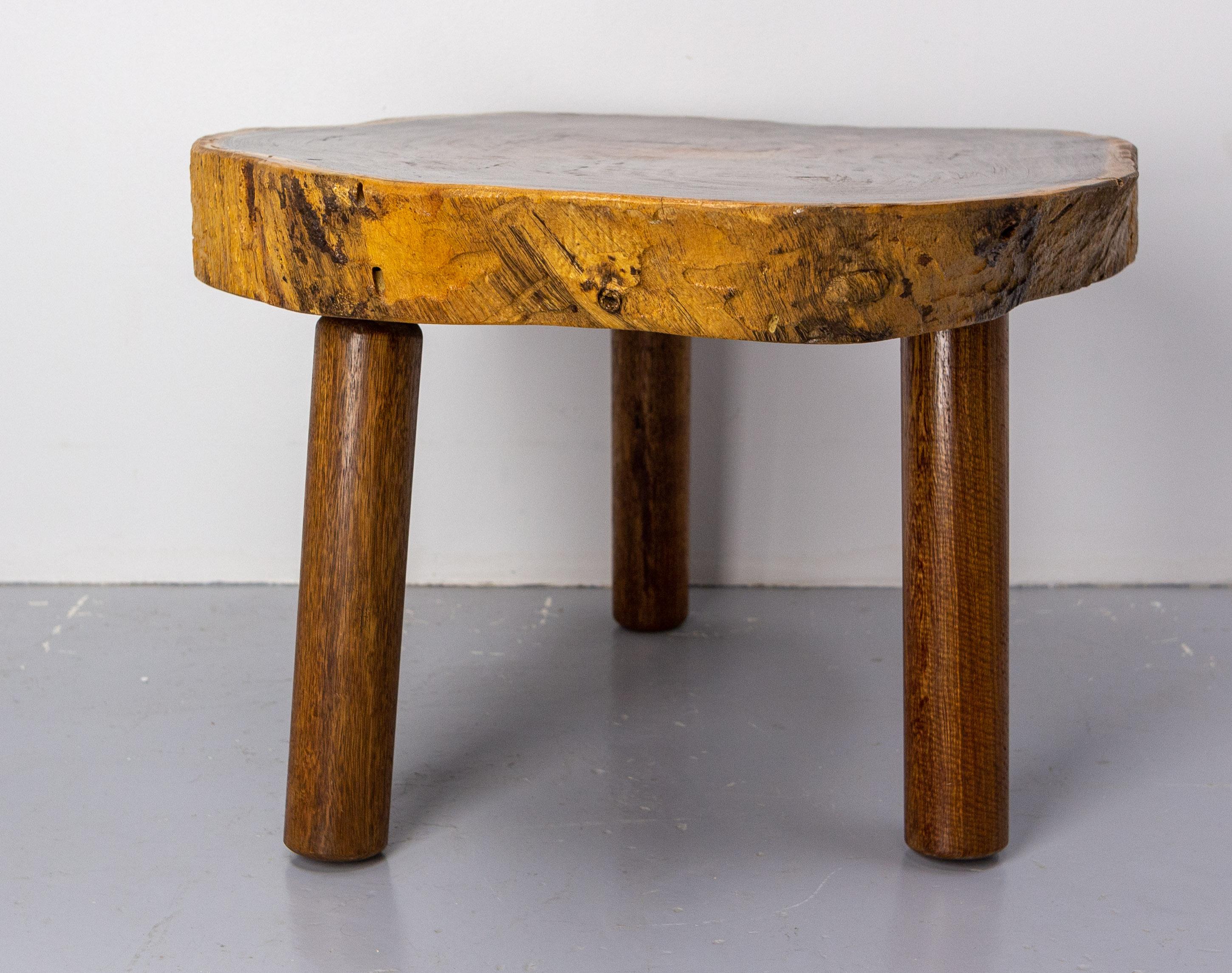 French Brutalist Coffee Table Exotic Wood, circa 1960 For Sale 1