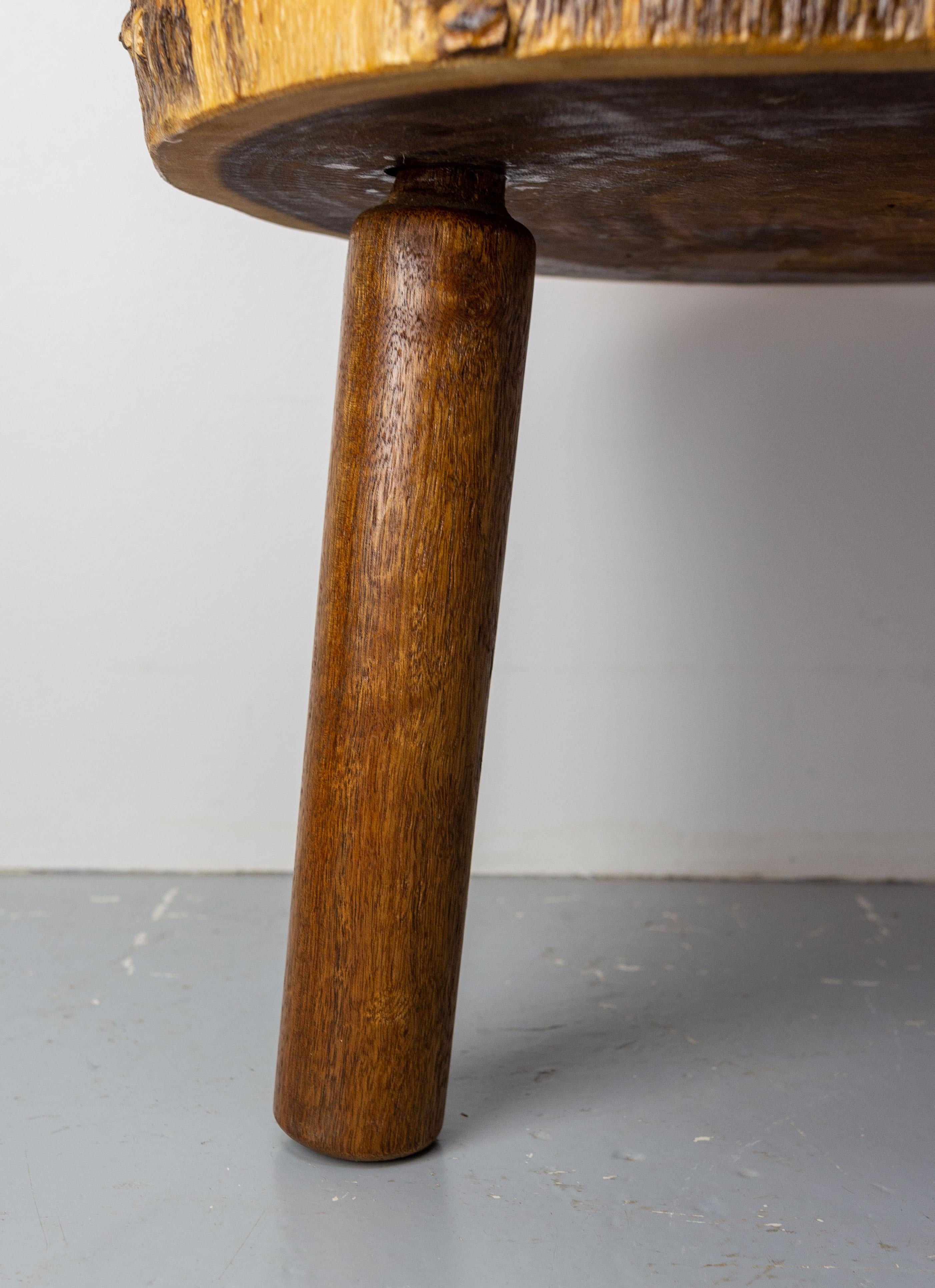 French Brutalist Coffee Table Exotic Wood, circa 1960 For Sale 4