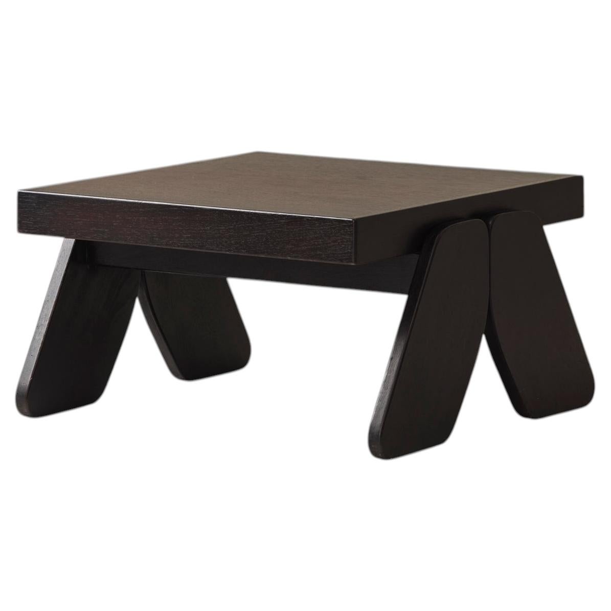 French brutalist coffee table in wenge, 1970s