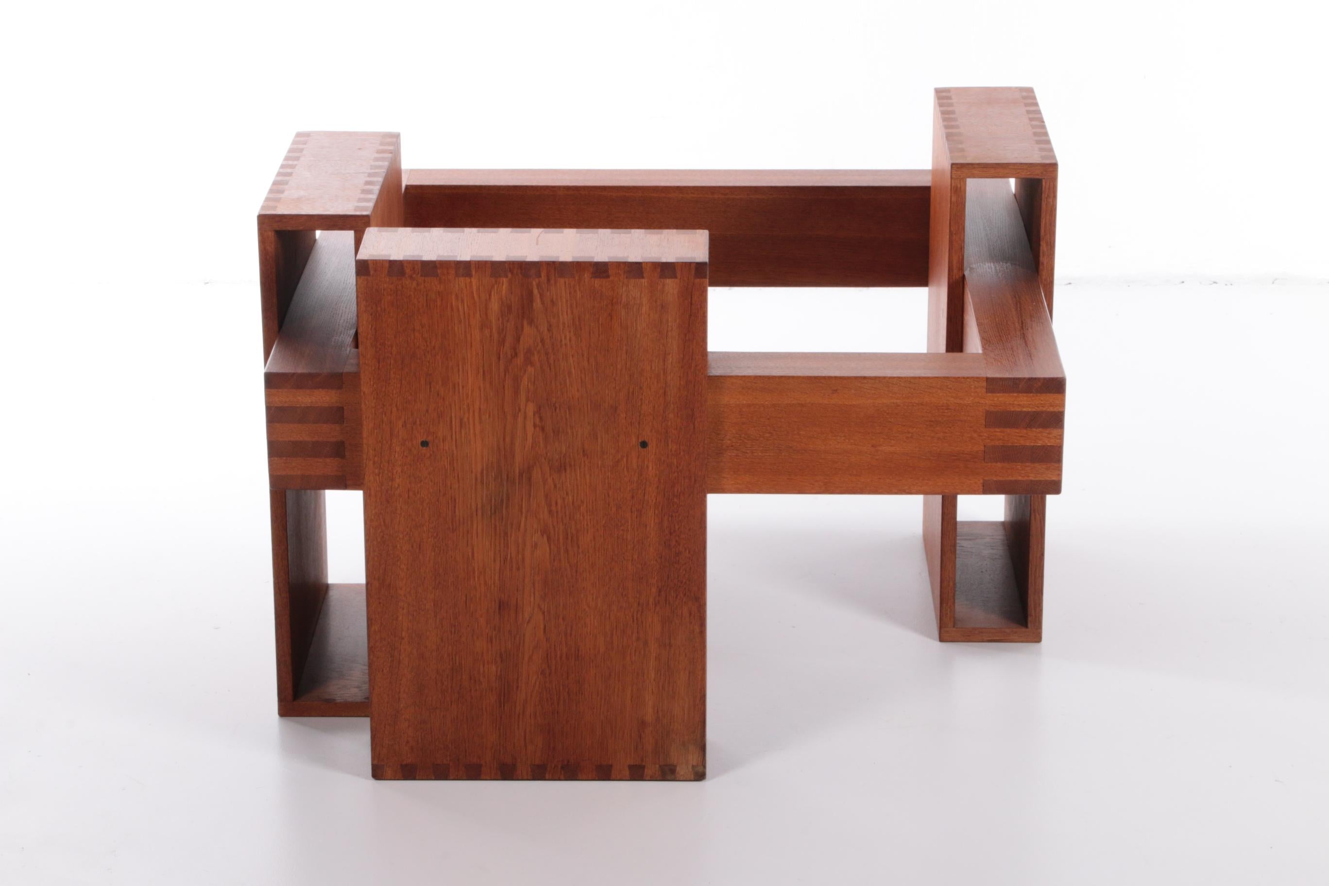 French Brutalist Design Coffee Table of Teak with Glass Top, 1970 For Sale 7