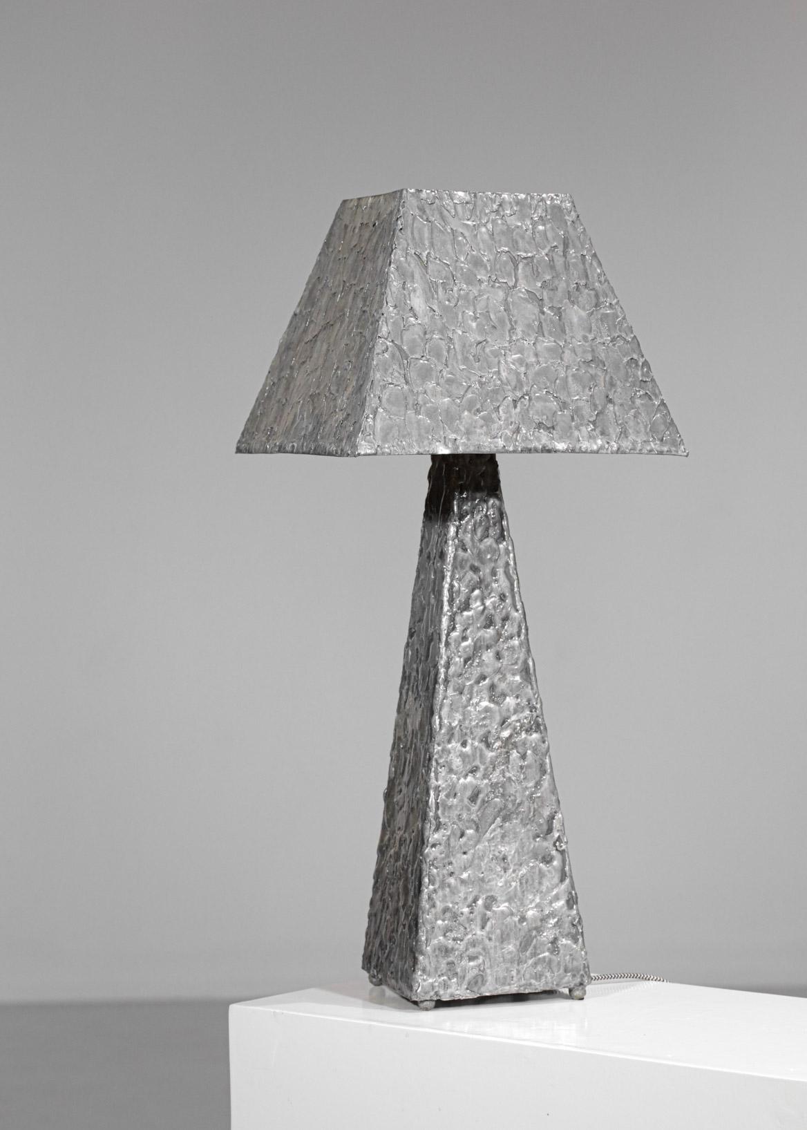 French Brutalist Desk or Occasional Lamp in Zinc from the 80s - F016 6