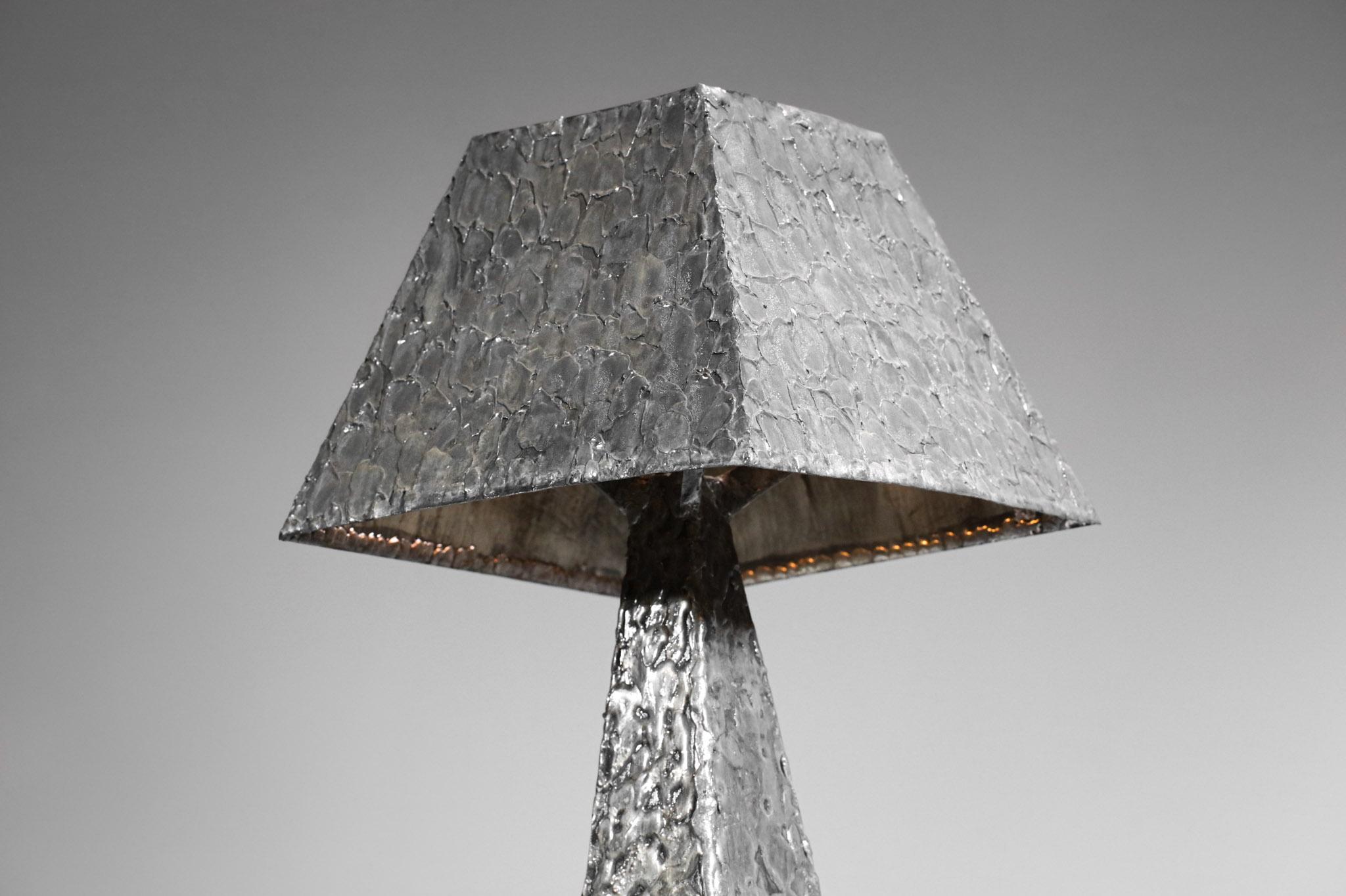 French Brutalist Desk or Occasional Lamp in Zinc from the 80s - F016 2