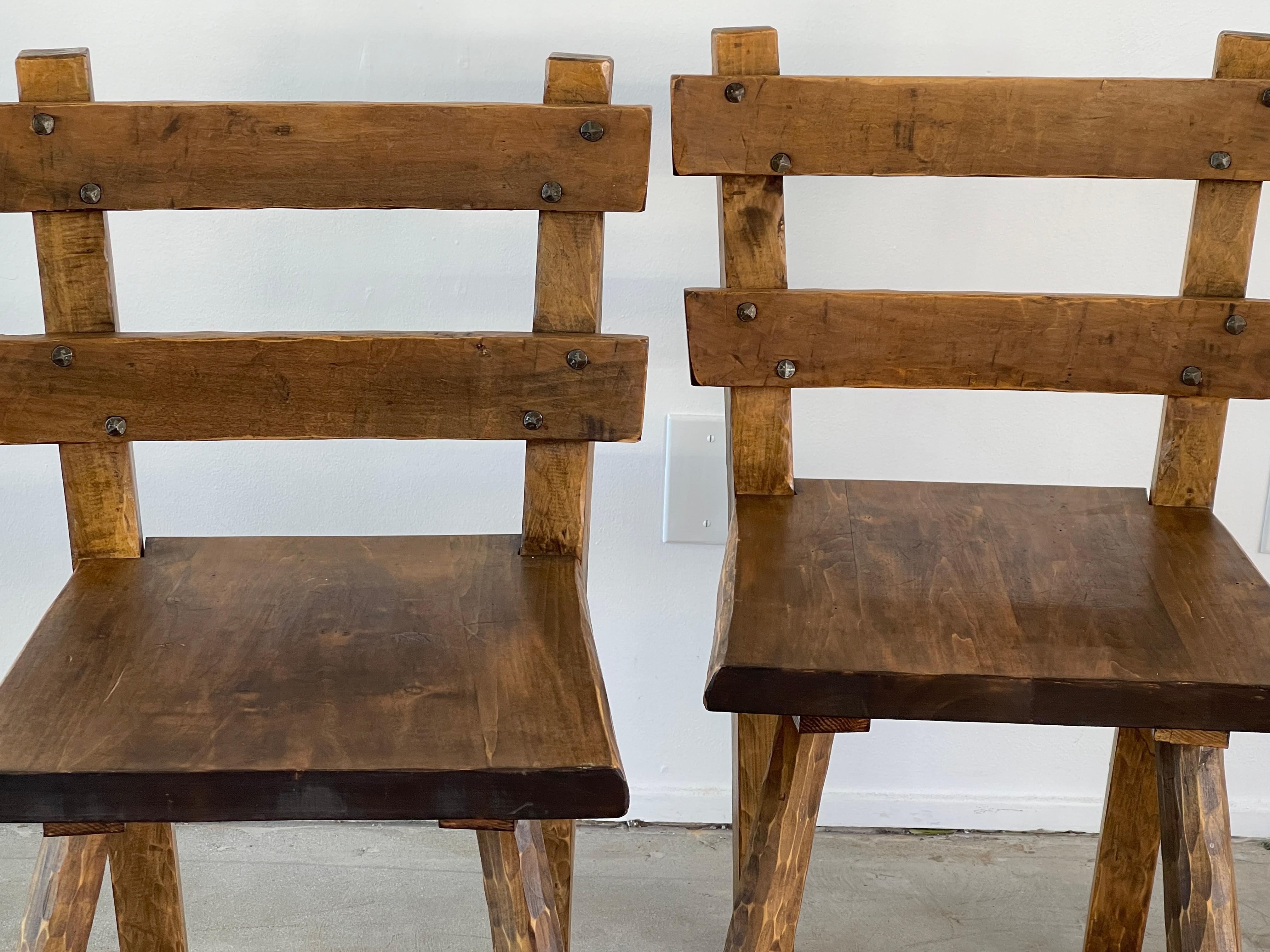 French Brutalist Dining Chairs, Set of 2 For Sale 2