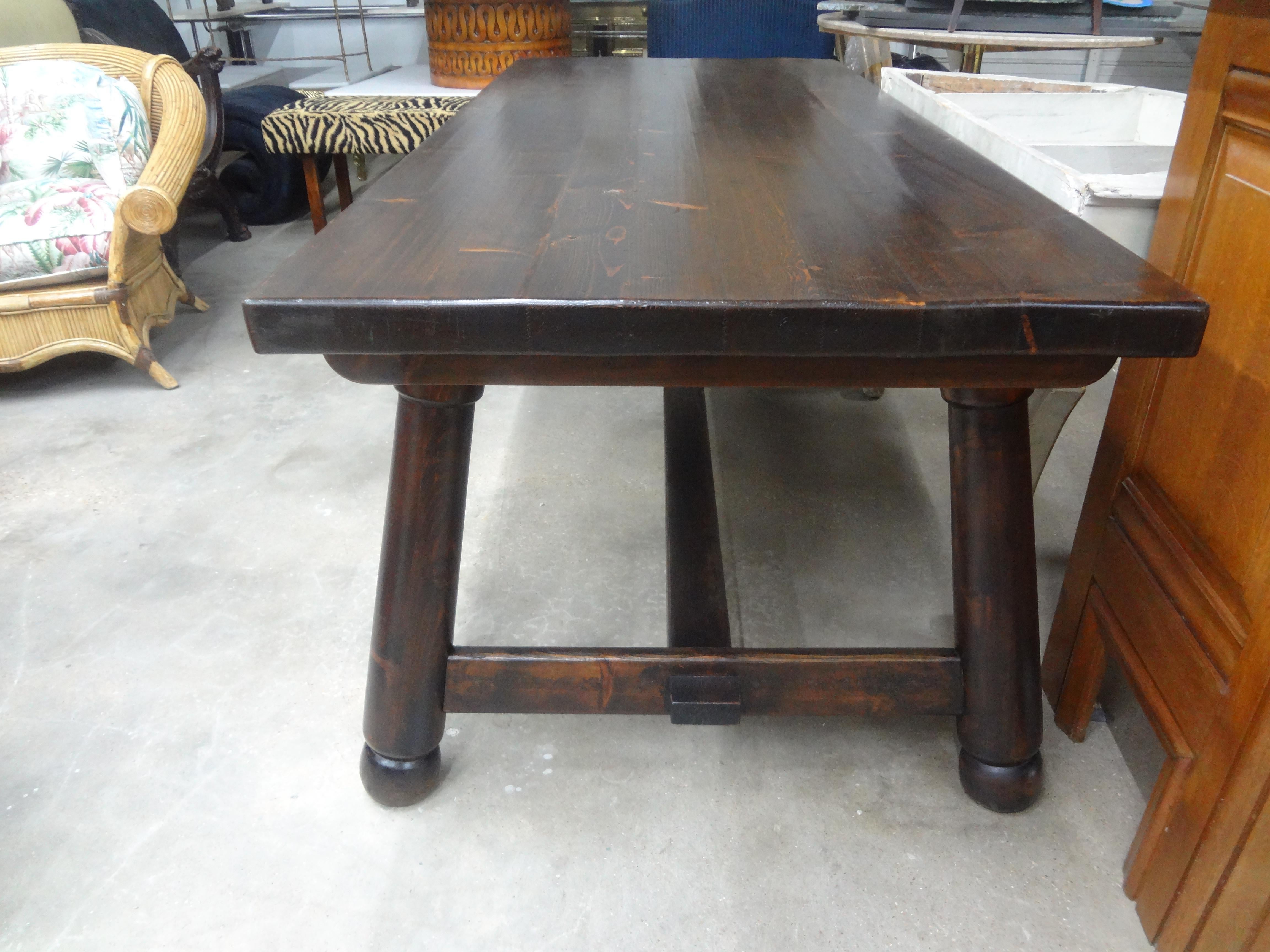 Pine French Brutalist Dining Table by Georges Robert For Sale