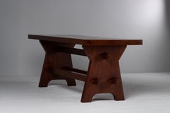 French Brutalist Dining Table in Solid Wood