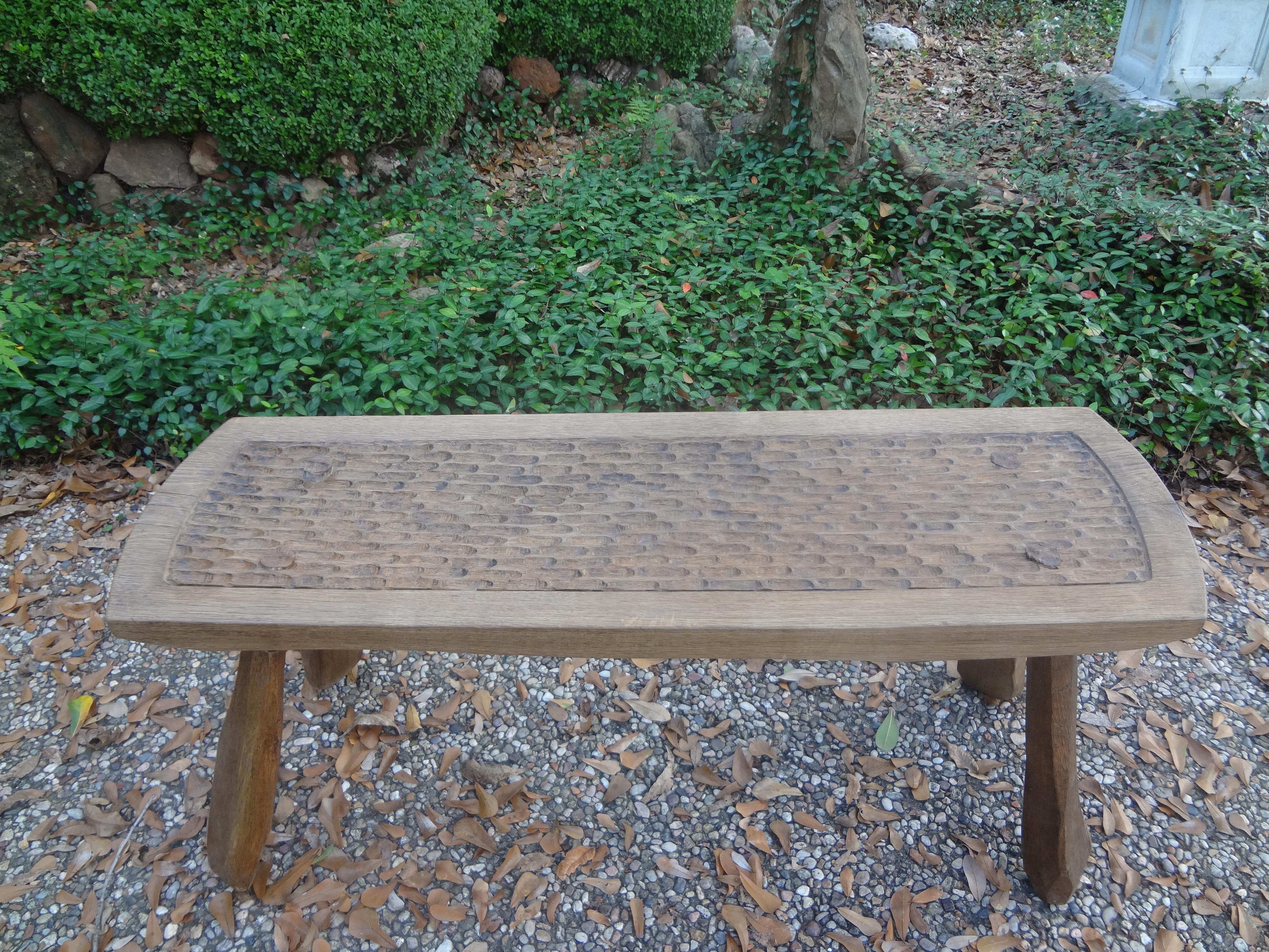 French Brutalist Elm Bench by Atelier Marolles 6
