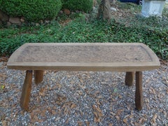 Banc en orme de style brutaliste français de l'Atelier Marolles