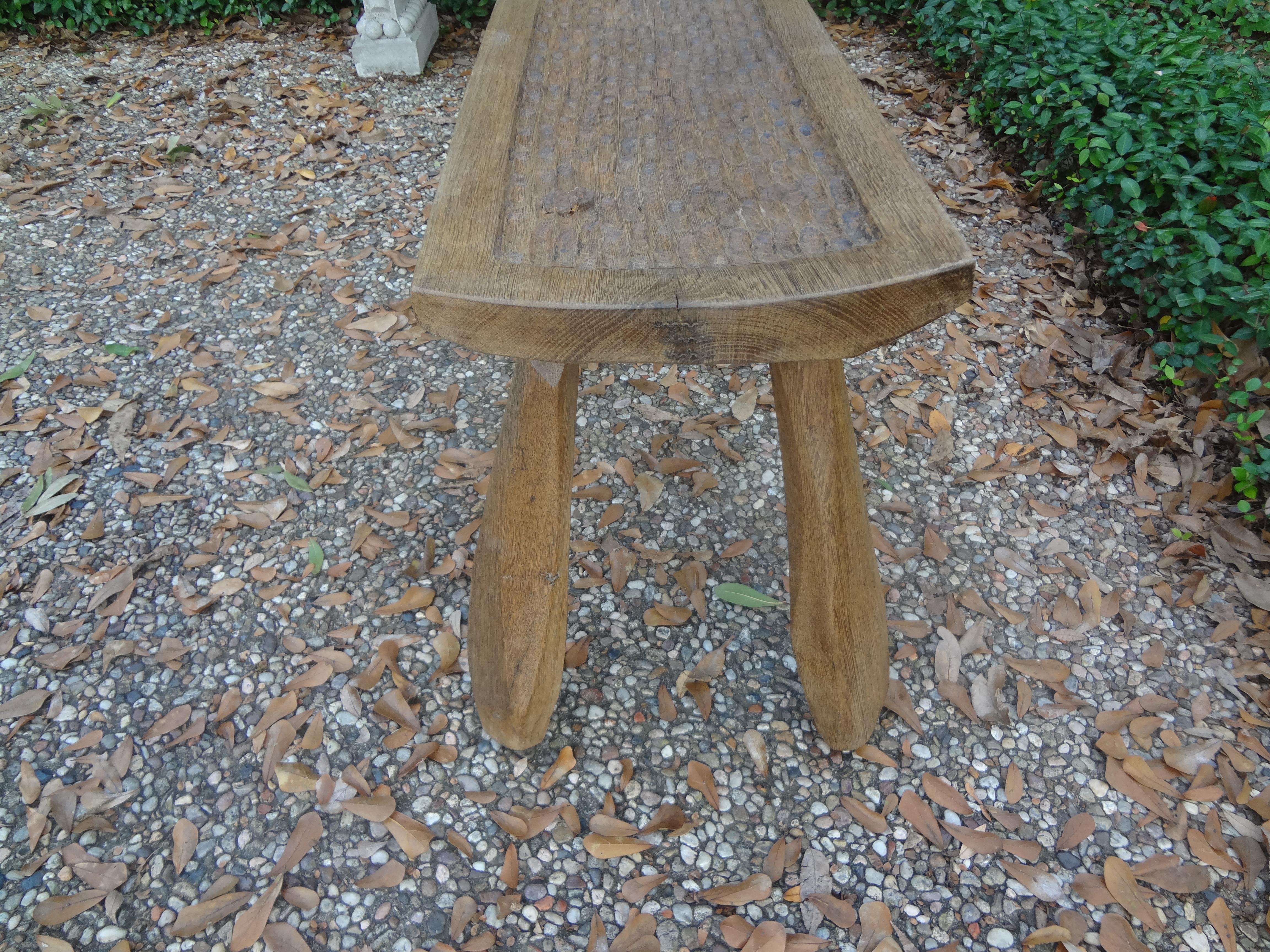 French Brutalist Elm Bench by Atelier Marolles 1