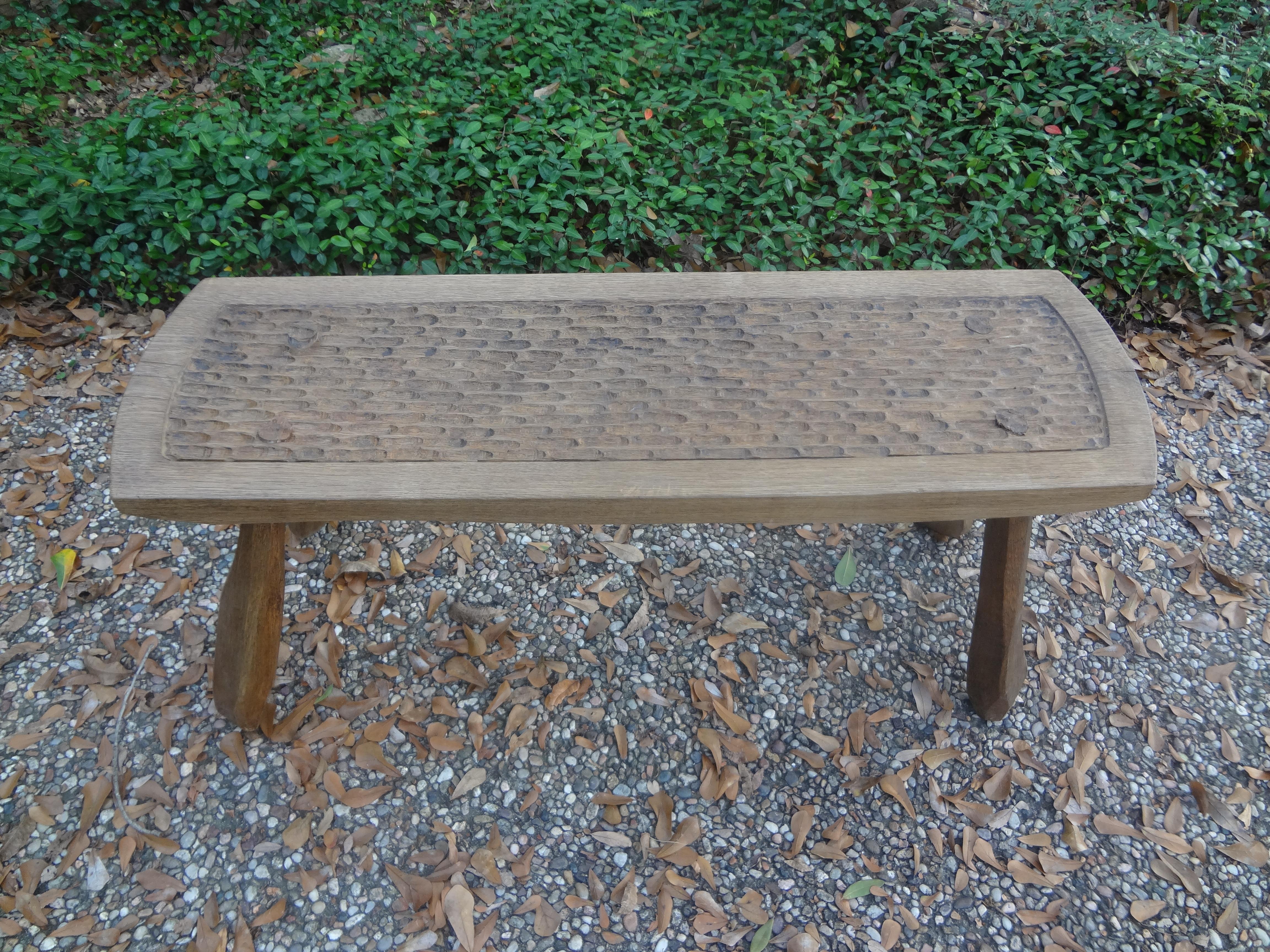 French Brutalist Elm Bench by Atelier Marolles 3