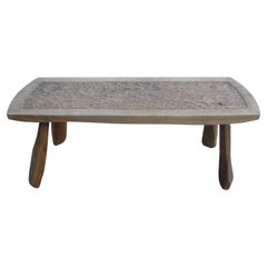 French Brutalist Elm Bench by Atelier Marolles