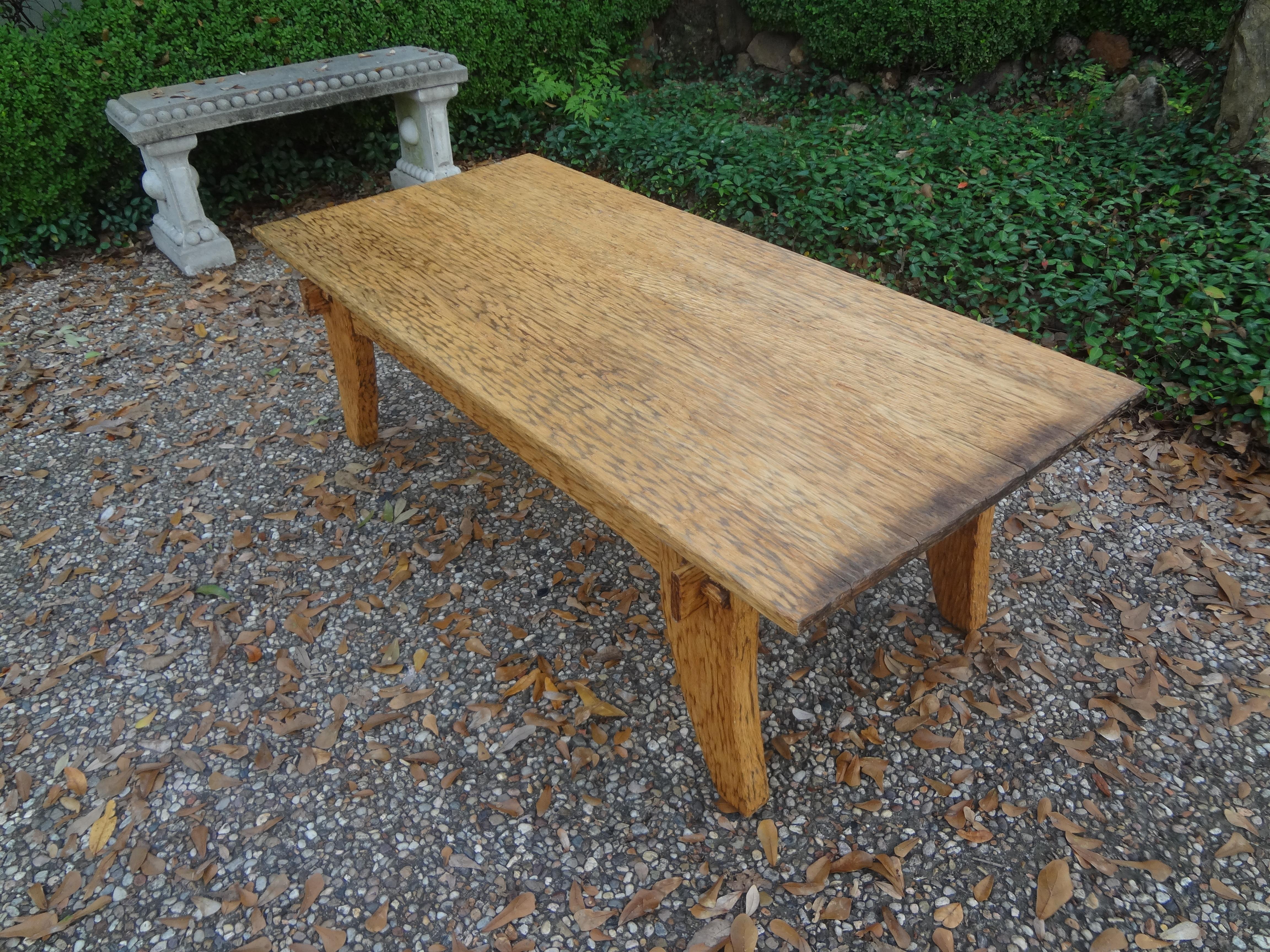 French Brutalist Elm Coffee Table by Atelier Marolles For Sale 1