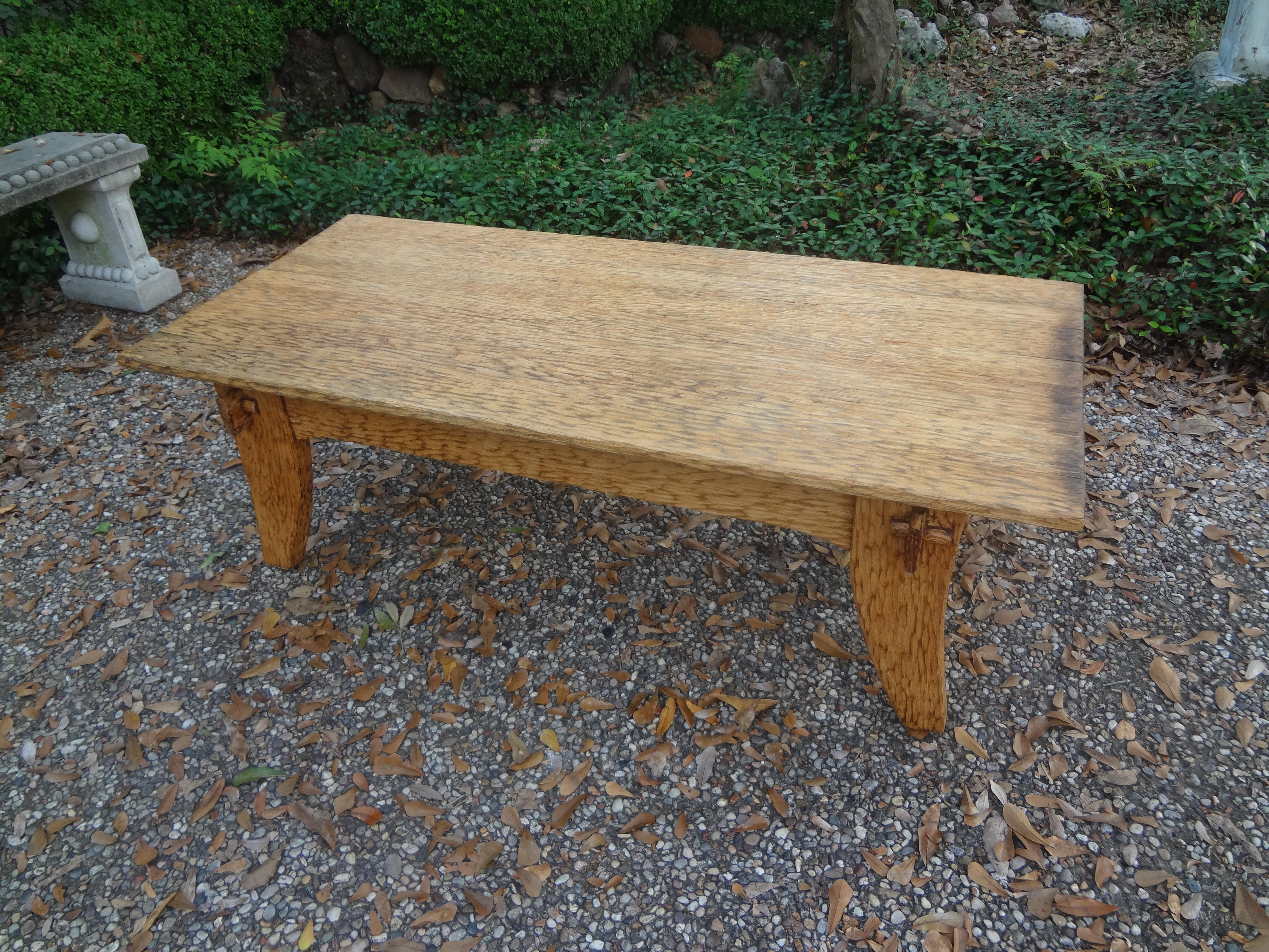 French Brutalist Elm Coffee Table by Atelier Marolles For Sale 2