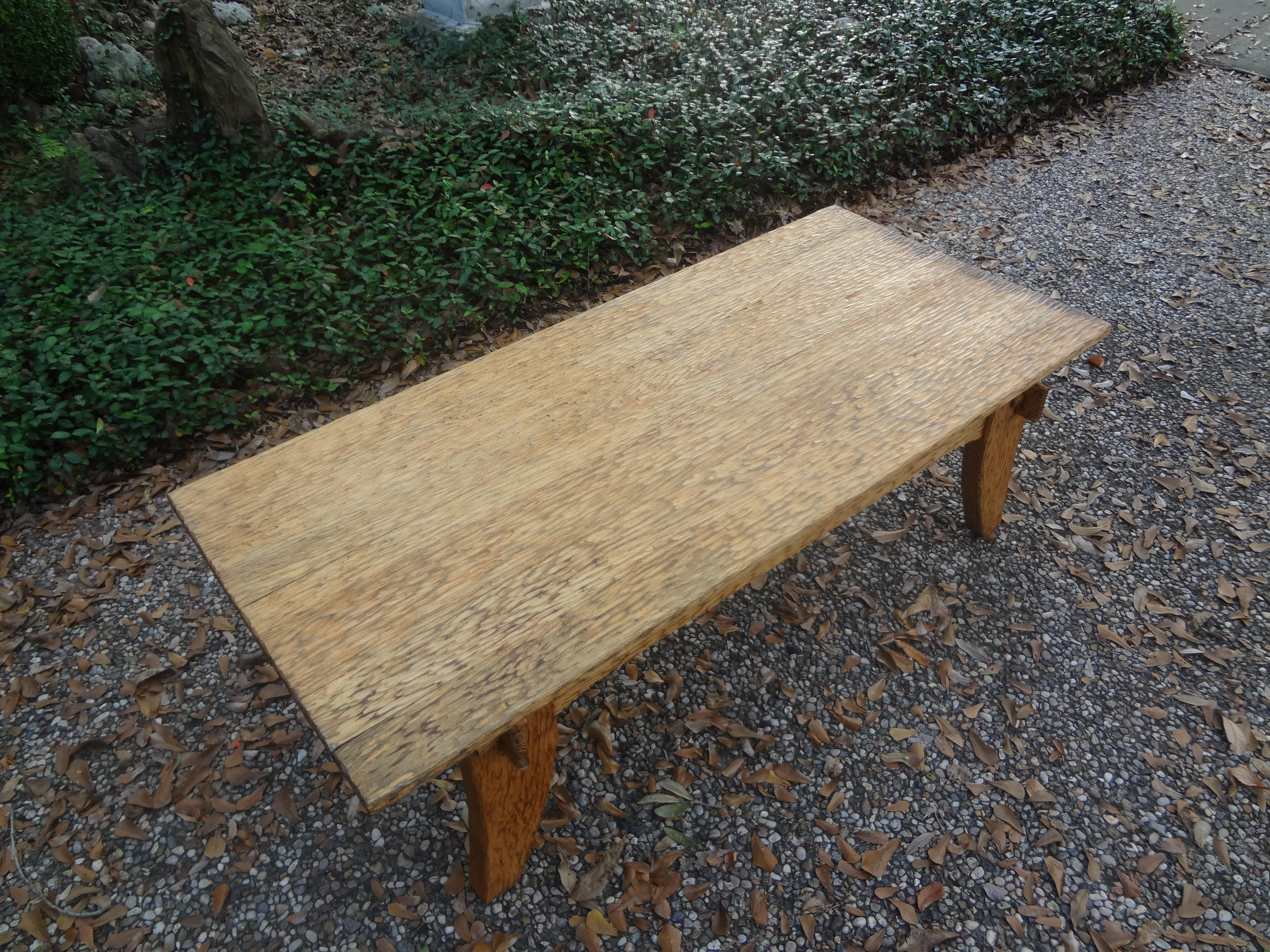French Brutalist Elm Coffee Table by Atelier Marolles For Sale 3