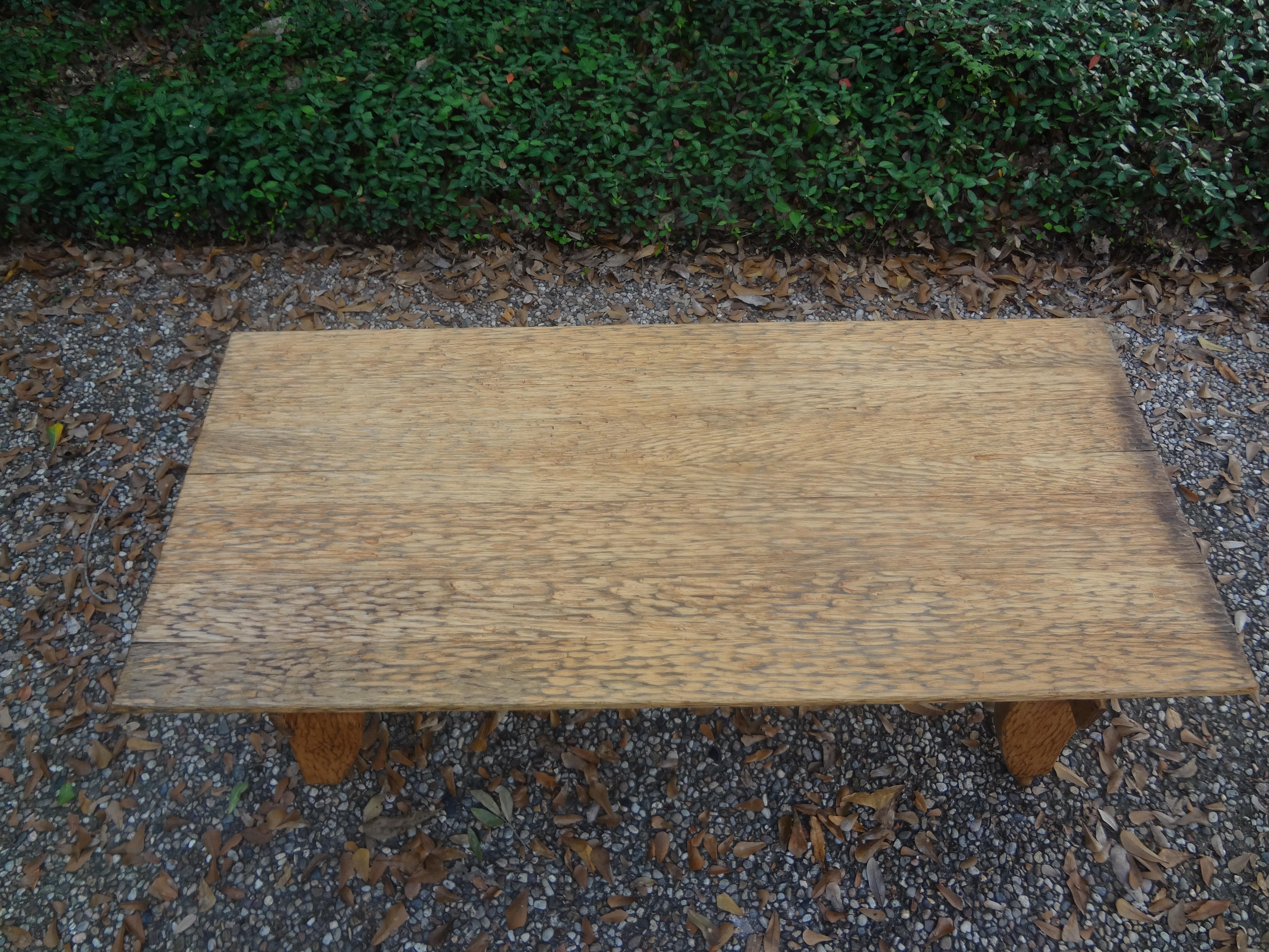 French Brutalist Elm Coffee Table by Atelier Marolles For Sale 4