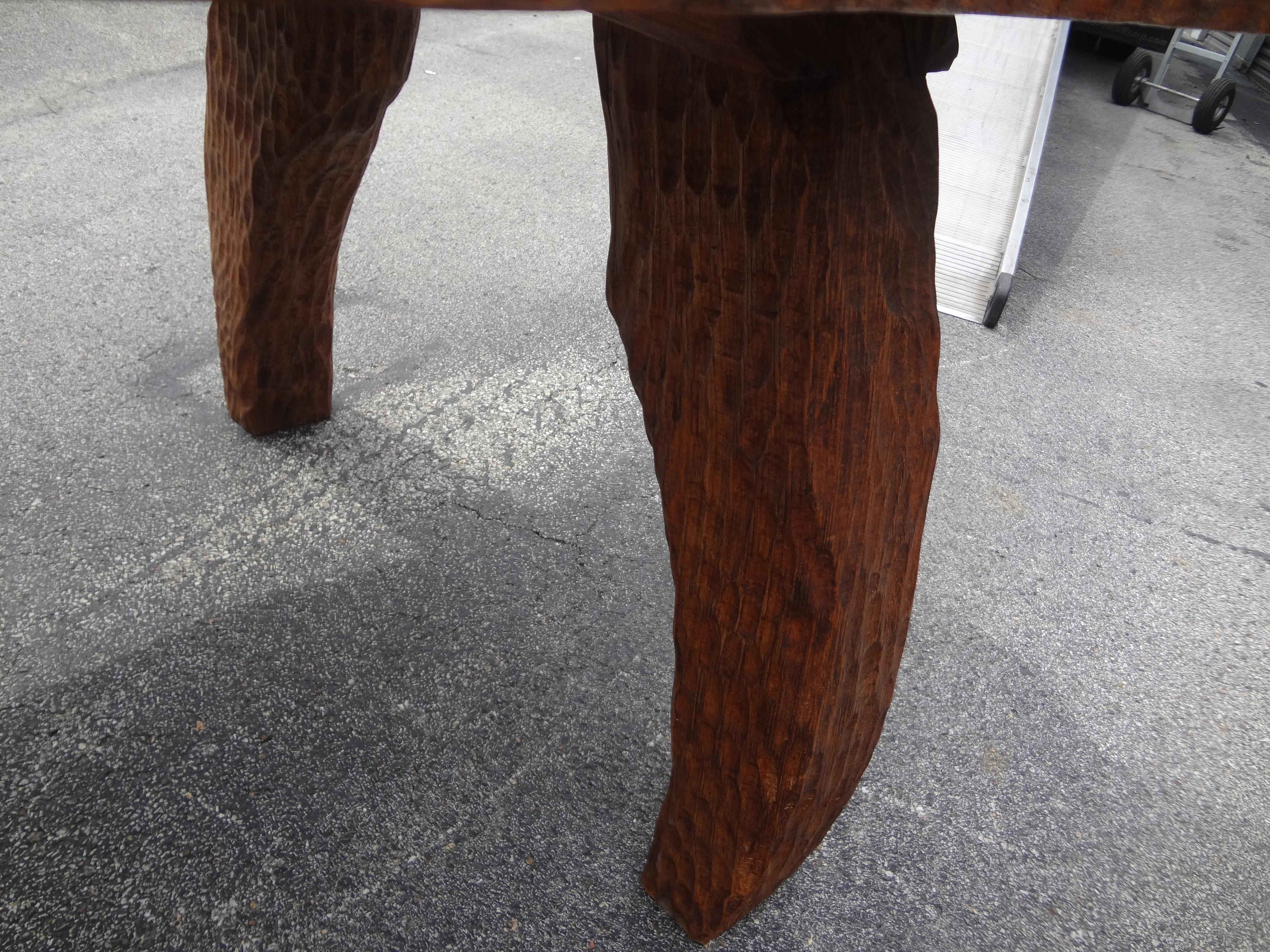 French Brutalist Elm Dining Table Or Center Table By Atelier Marolles For Sale 8