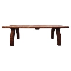 French Brutalist Elm Dining Table Or Center Table By Atelier Marolle.  