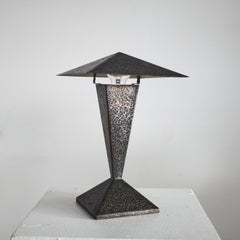 French Brutalist Hammered Steel Desk Lamp