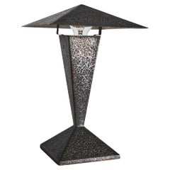 French Brutalist Hammered Steel Desk Lamp