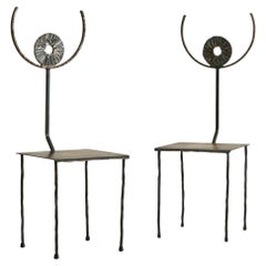 Sedia brutalista francese in ferro di Jean-Jacques Argueyrolles, anni '90