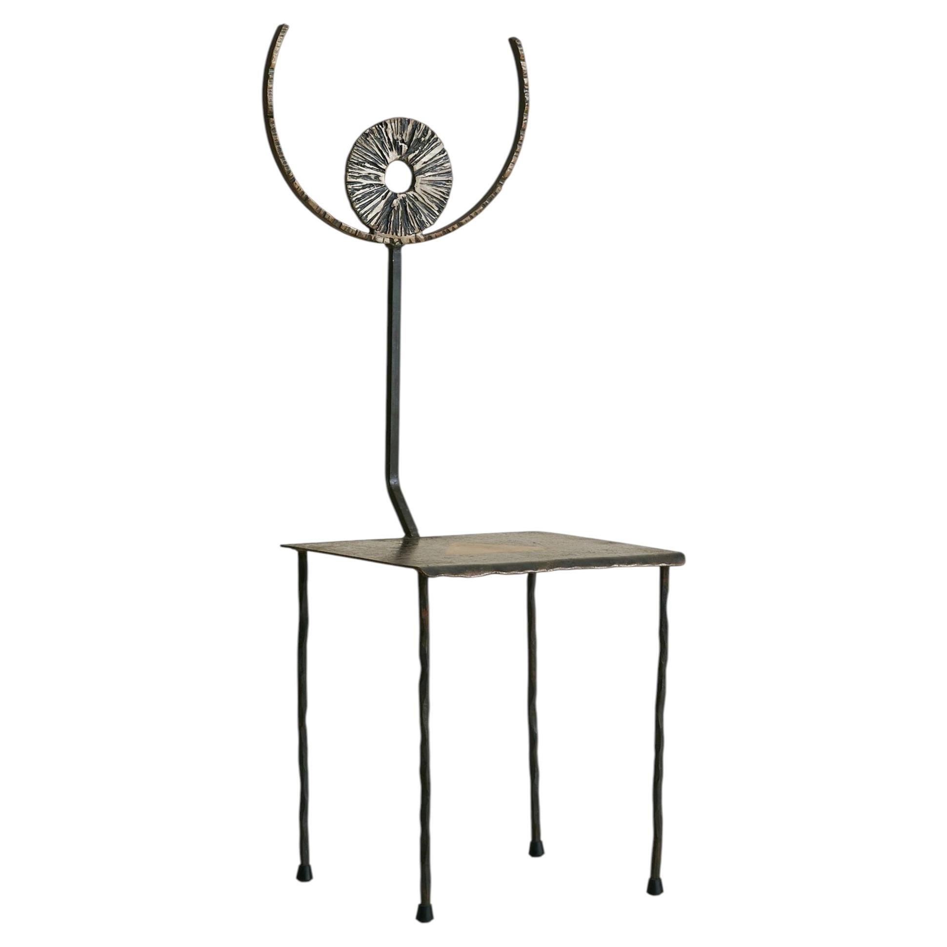 French Brutalist Iron Accent Chair by Jean-Jacques Argueyrolles, 1990s