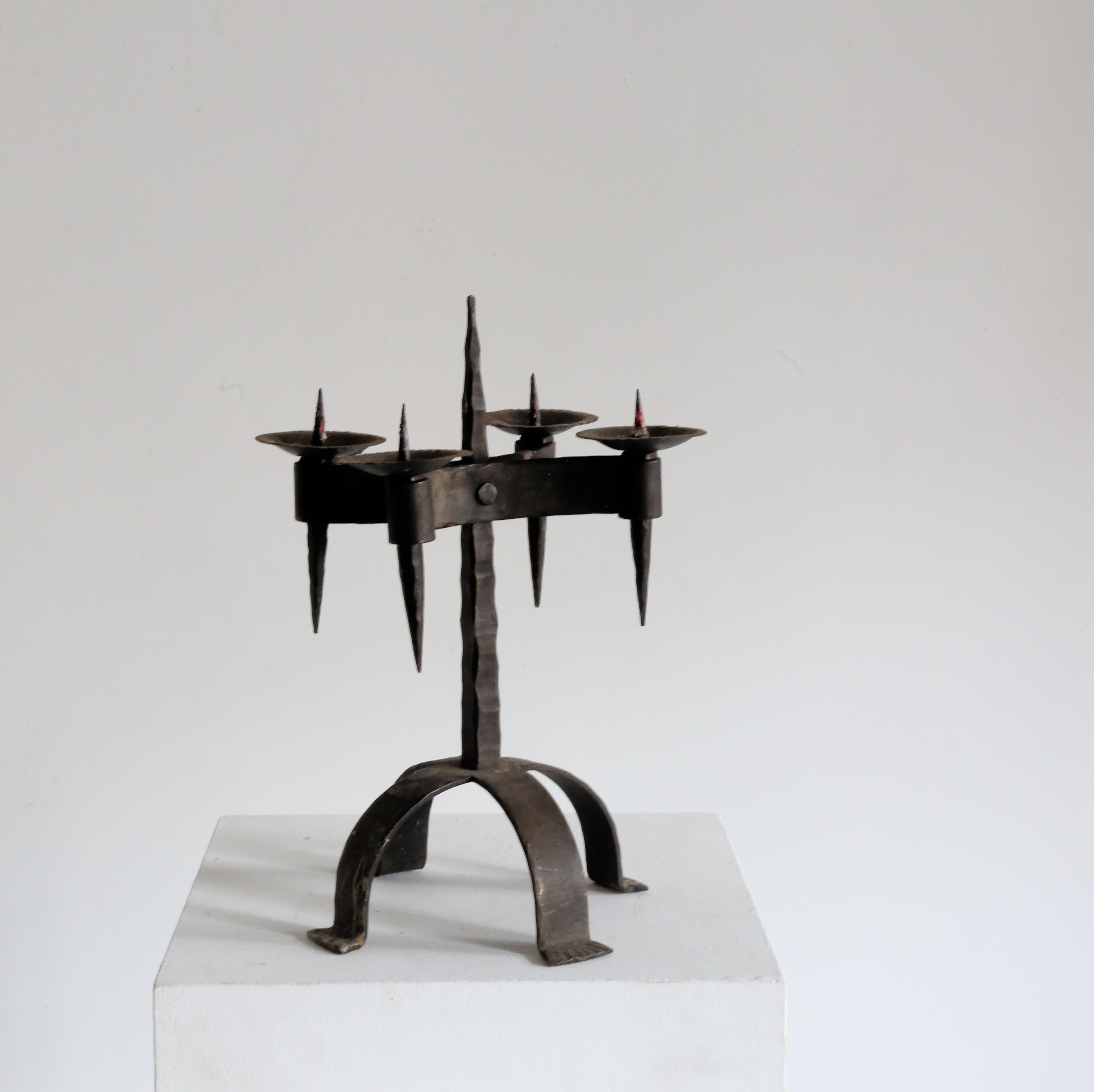 French Brutalist Iron Candelabra  For Sale 1