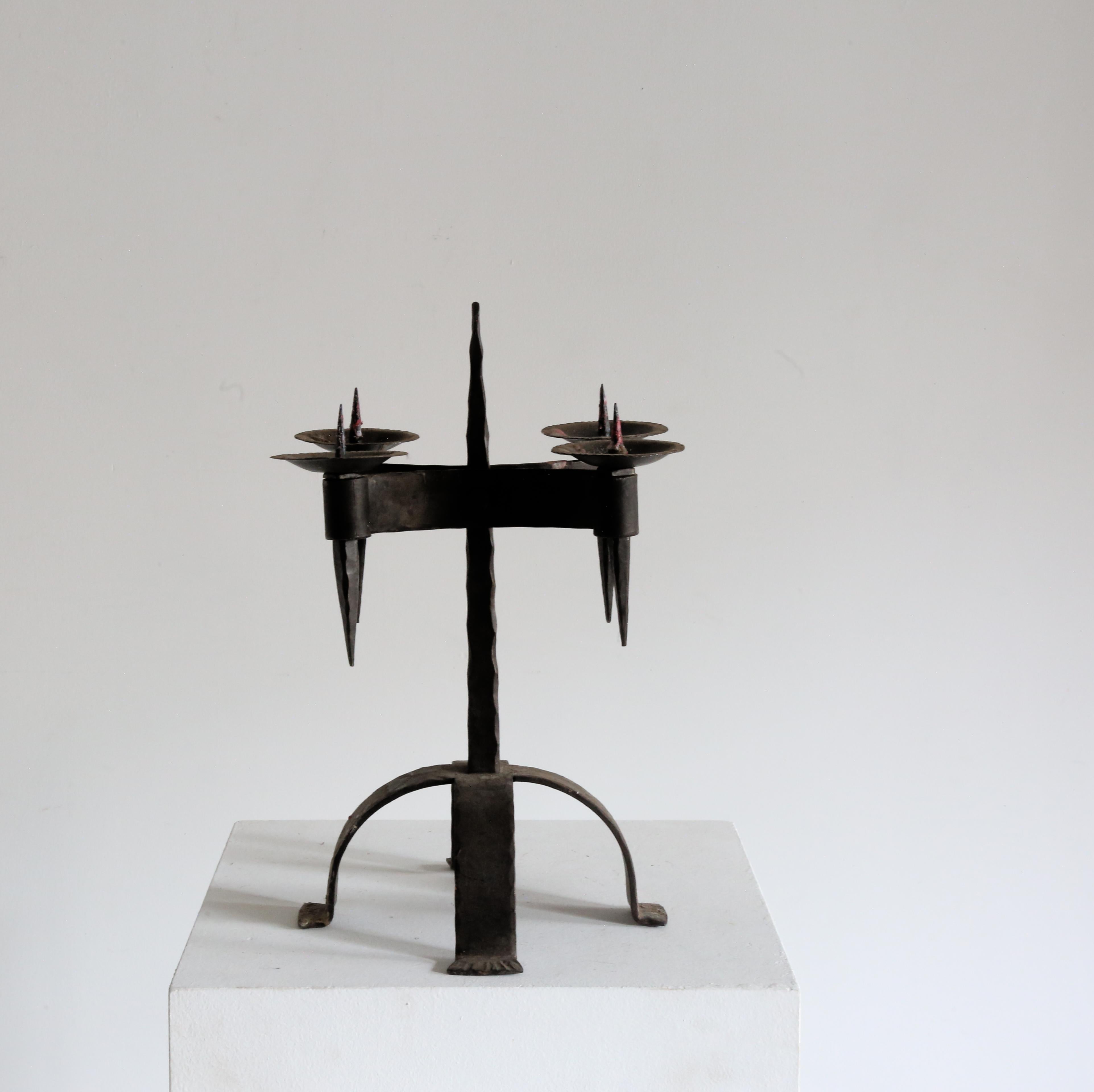 French Brutalist Iron Candelabra  For Sale 2