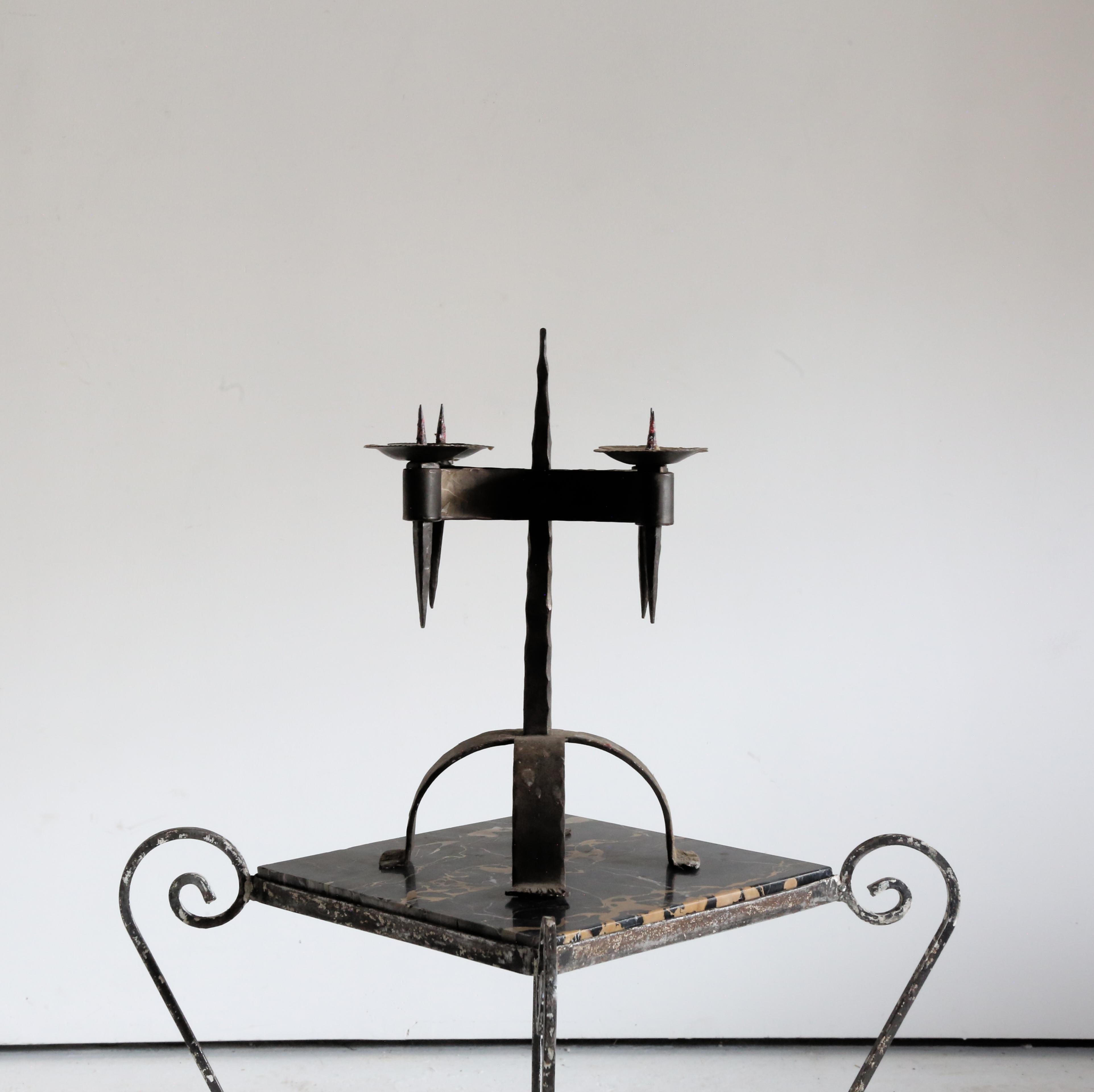 French Brutalist Iron Candelabra  For Sale 3