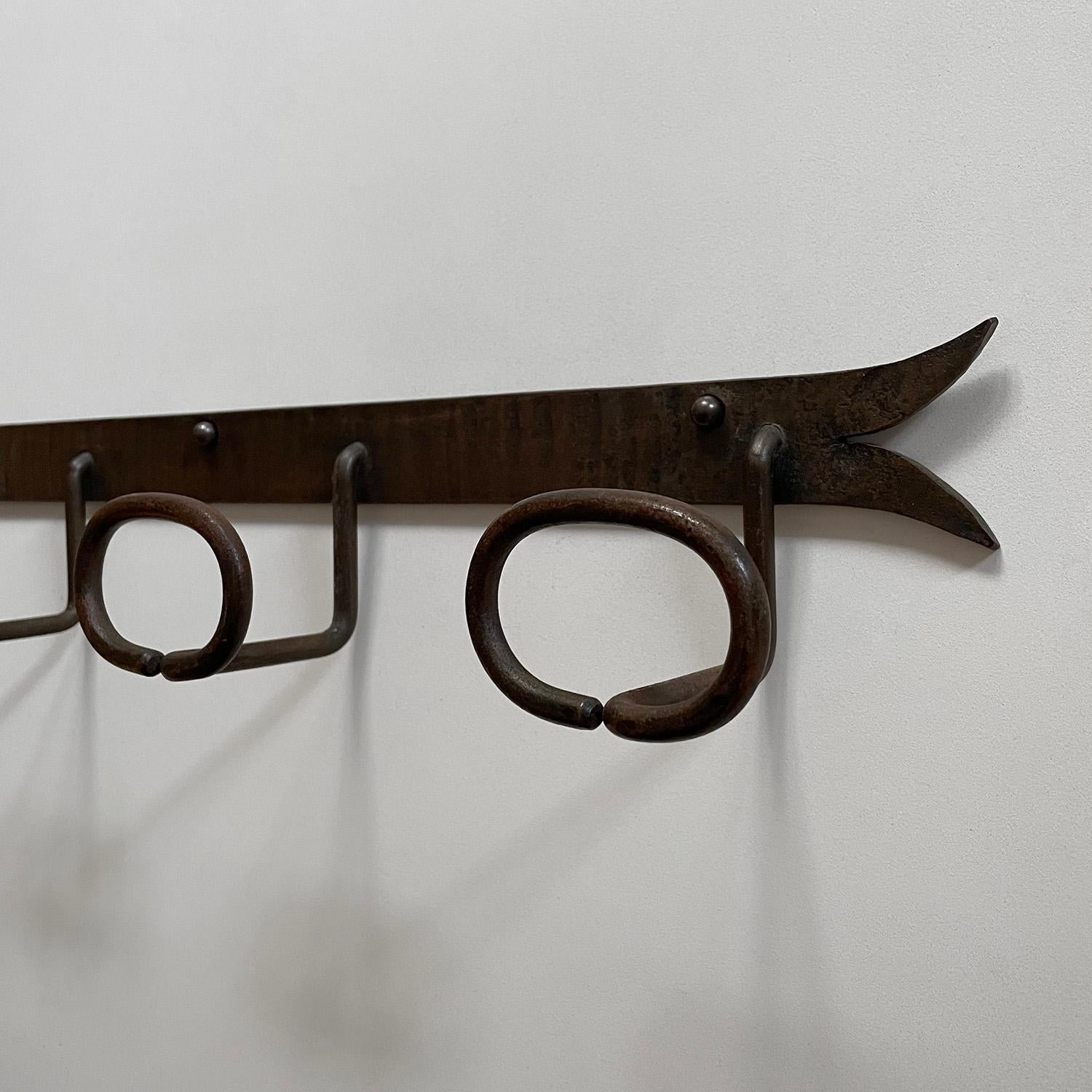 Mid-20th Century French Brutalist Iron Coat Rack For Sale