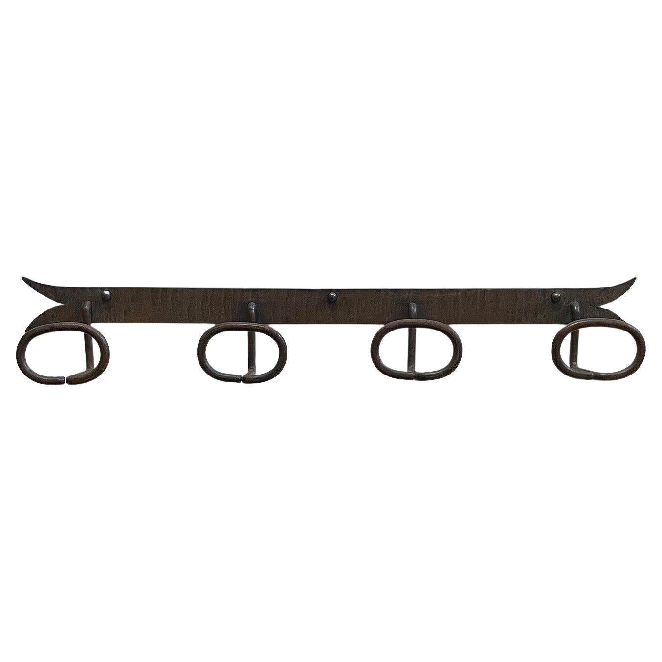 French Brutalist Iron Coat Rack For Sale