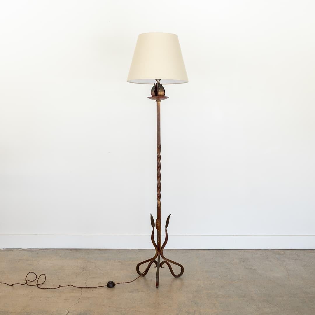 20th Century French Brutalist Iron Floor Lamp
